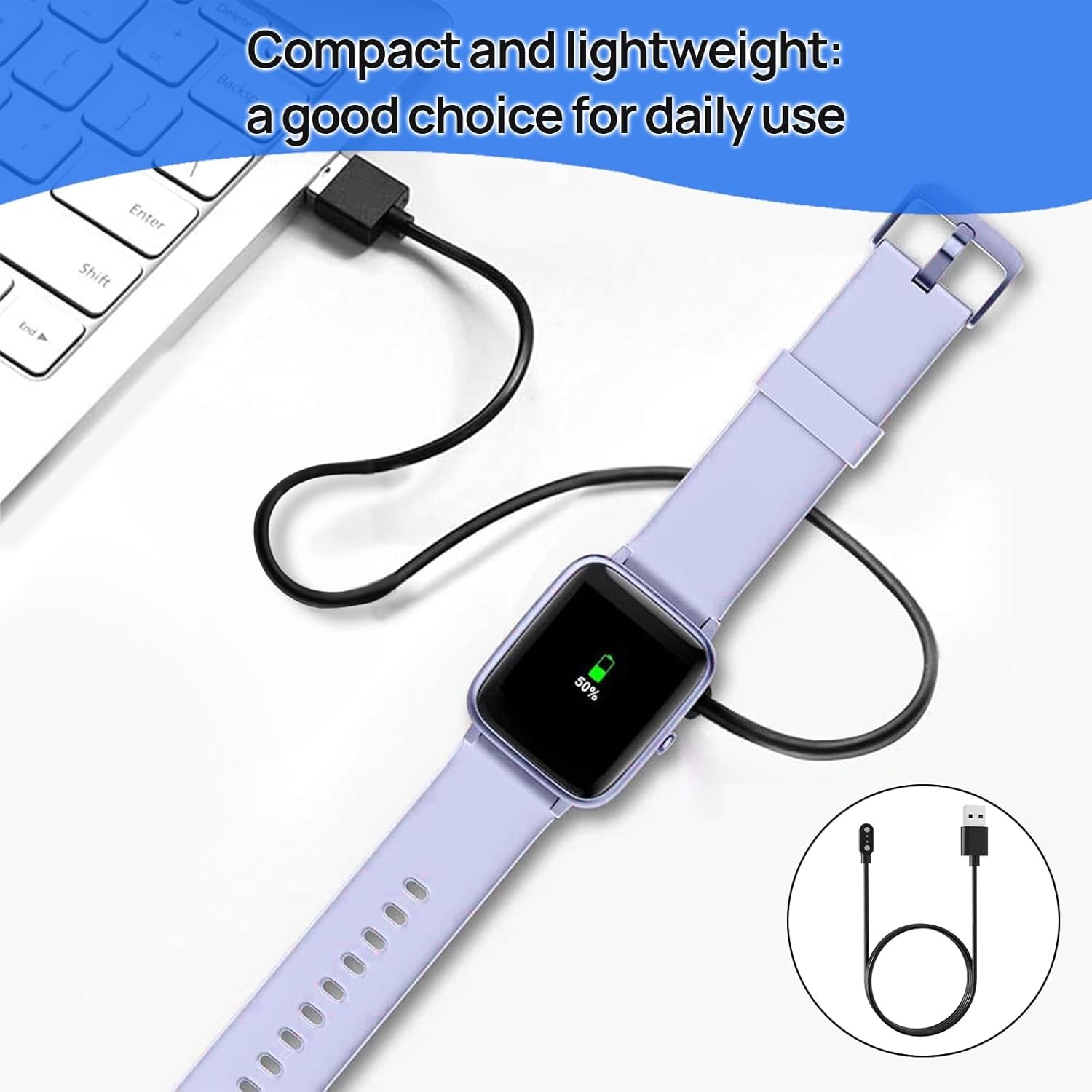2Pcs Watch Magnetic Charging Cable, Smart Watch Charging Cable, Magnetic Charger Cable, Charging Cable Smart Watch Compatible with Fitpolo, Smart Watch Charger Compatible with IDW13/IDW16/IDW19 image number 3