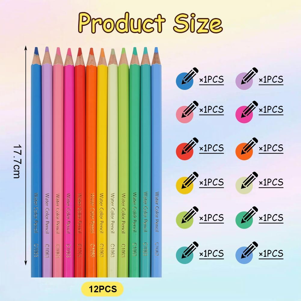AUAUY 12 PCS Colouring Pencil Packs, 12 Colors Wooden Colored Pencils for Children, Colouring Pencils for Kids Party Bag Fillers, Kids Birthday Gifts, Class Rewards, Student Drawing and Doodle image number 4