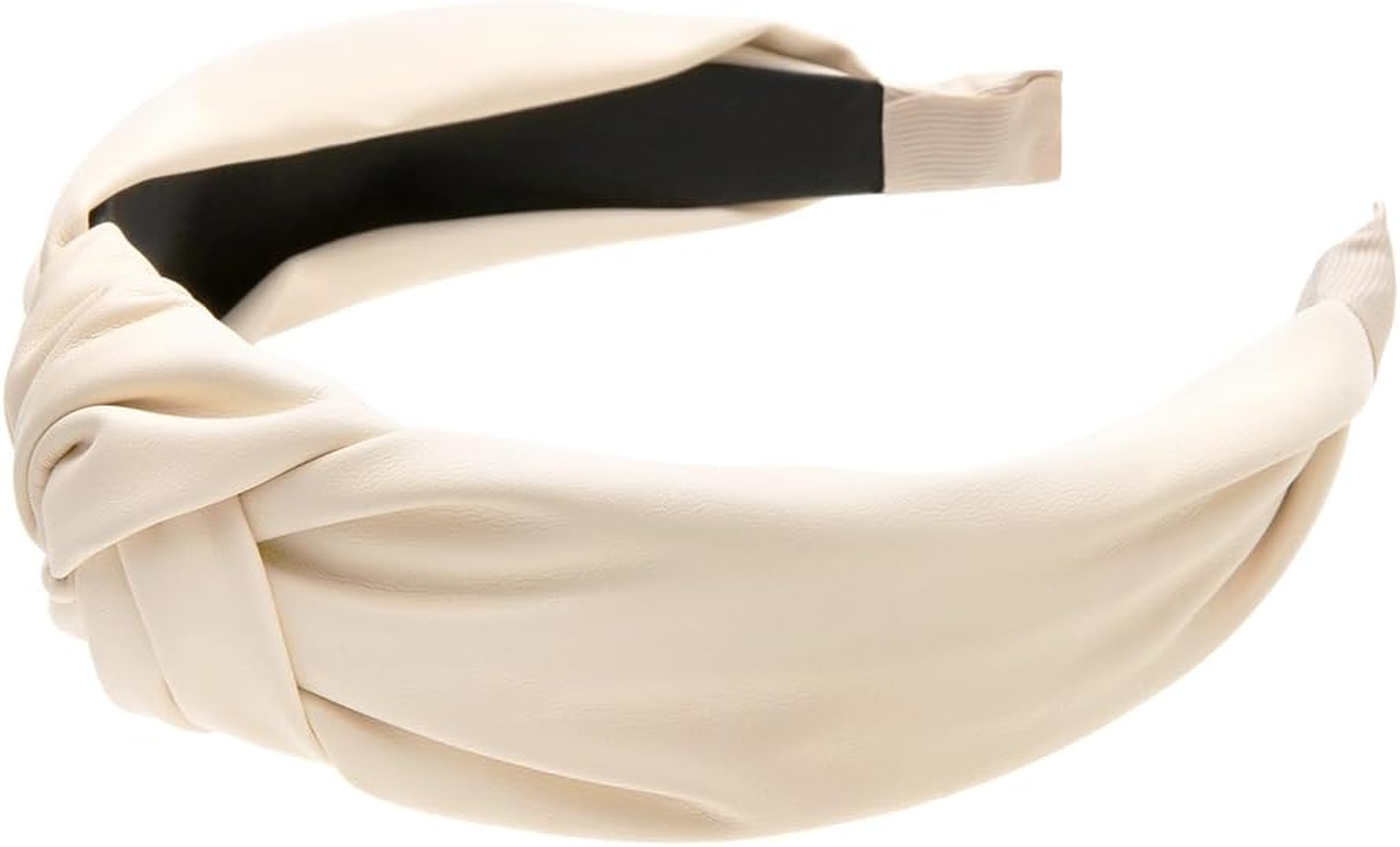 Axy HR27AL Leather Look Headband Women'S Vintage Hairband Headband Classic and Fashionable Leather HR27AL (Cream White) image number 5