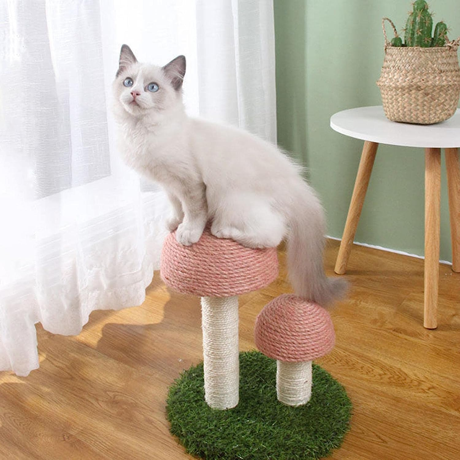 Cat Tower Stable Cat Tree with 2 Scratching Posts Interactive Pet Toy for Cats Grinding Claw Sisal Rope Post image number 1