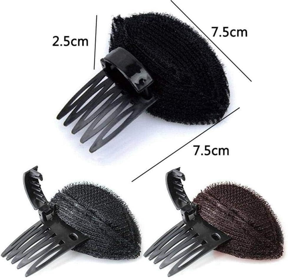 1Pc Black Puff Hair Cushion with Clips, Fluffy Sponge Bun Comb Bump It up Hair Base Set for Women and Girls DIY Hairstyling Tools, Hair Accessories image number 2