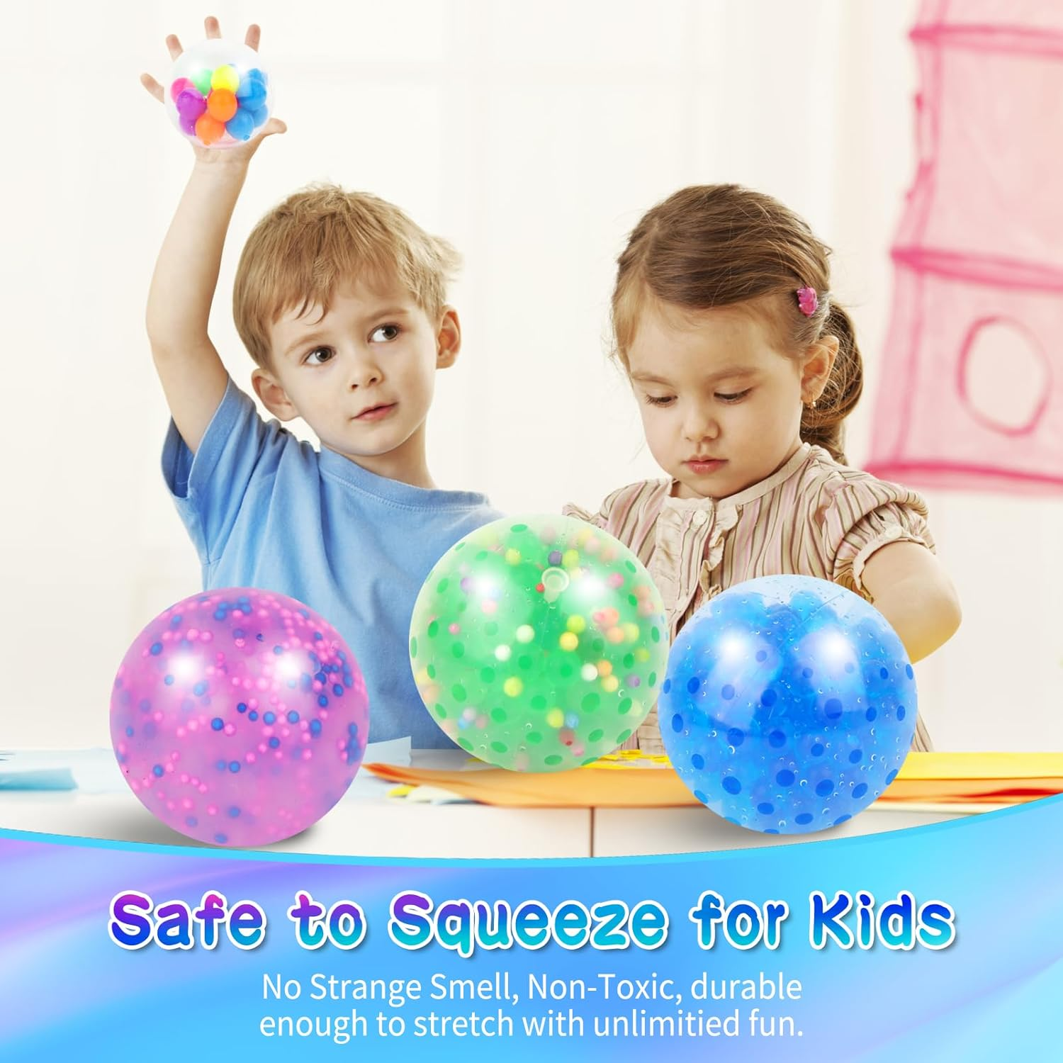 5PACK Stress Balls,Squishy Balls Fidget for Adults Stress Relief, Netos Squishies Ball Sticky Balls, Squeeze Balls Durable Colorful Ball