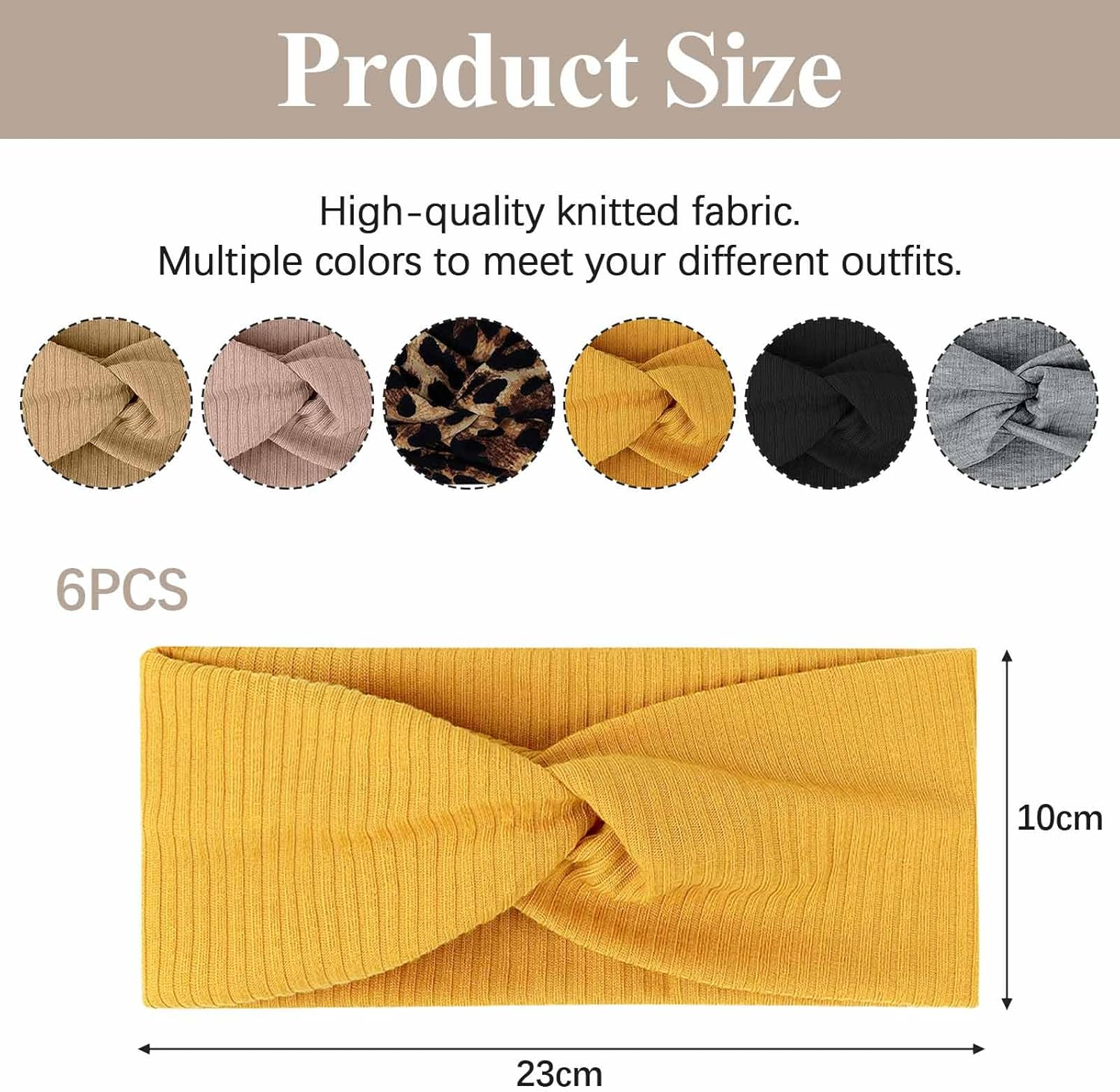 PROPOG Pack of 6 Women'S Hair Bands, Elastic Headband, Women'S Non-Slip Leopard Print Hair Bands, Women'S Soft Headscarf, Headband, Wide Hair Accessories for Yoga, Sports, Running, Exercise image number 5