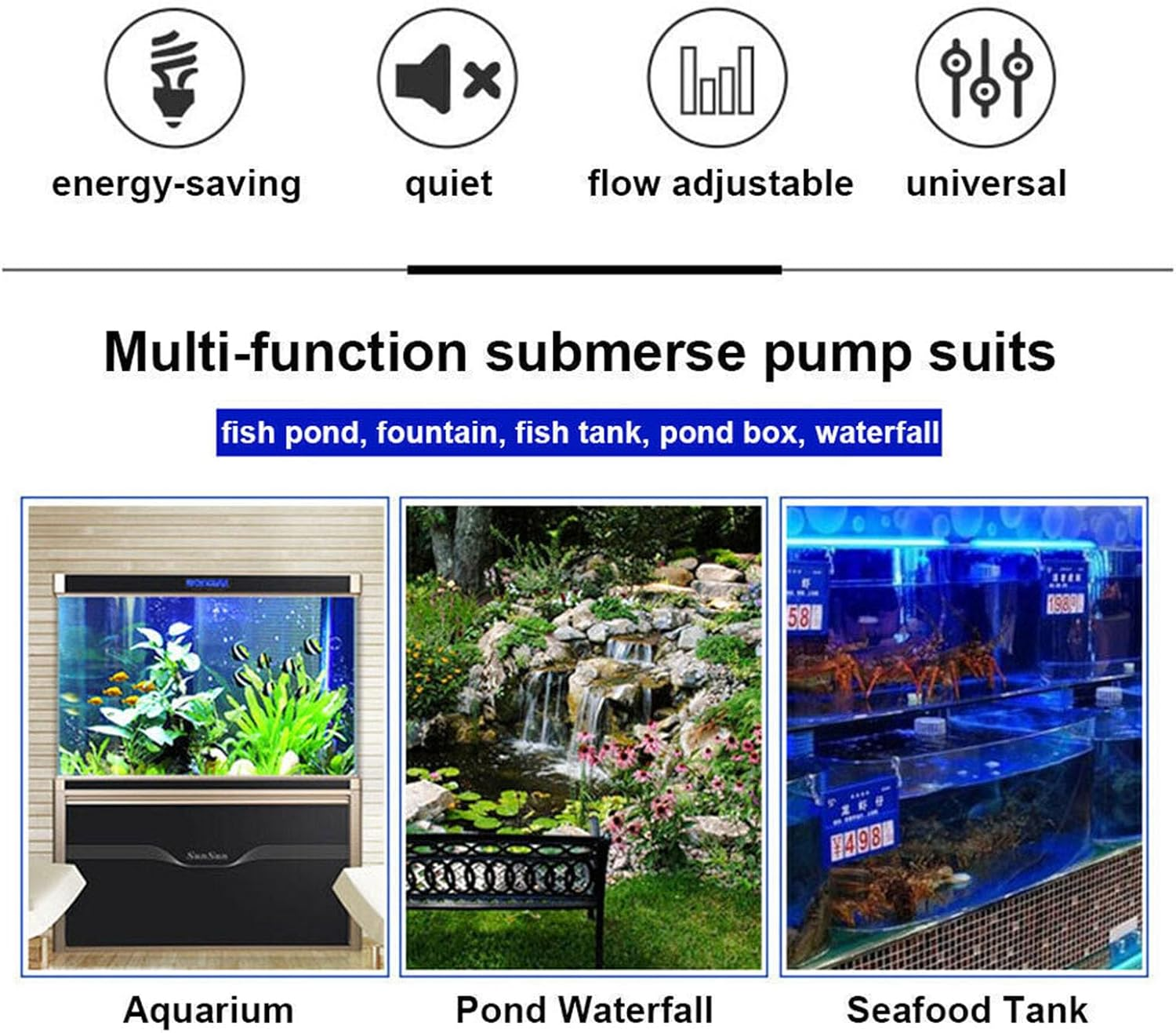 Pond Filter Pump (55W 3000L/H), Submersible Water Pump for Aquarium Fish Tank, Garden Fountain Filter System 220V image number 2