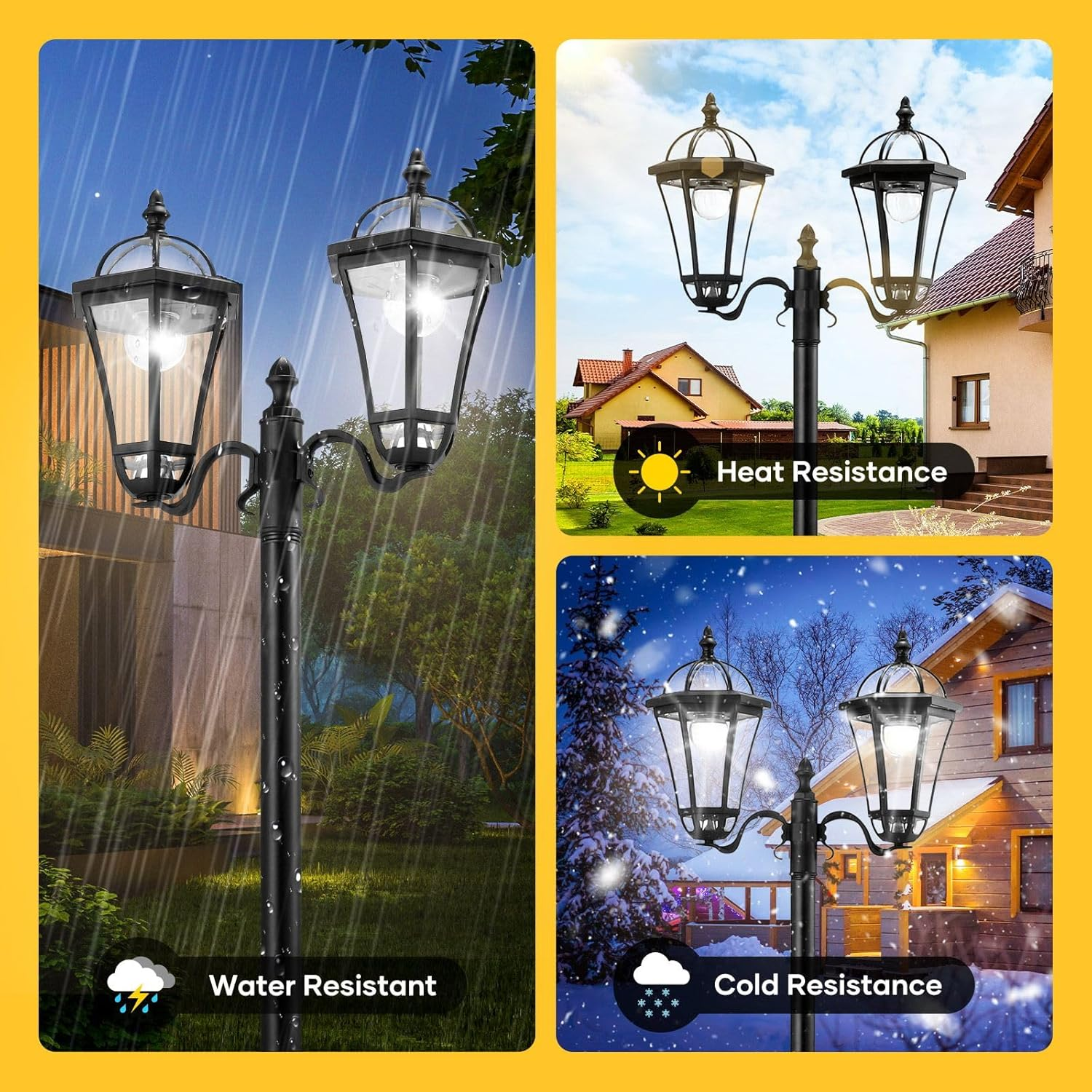 186Cm Solar Post Light Outdoor Street Pathway Garden Security Pole Lamp Driveway Patio Yard Energy Powered Pillar (46X19X186Cm) image number 4