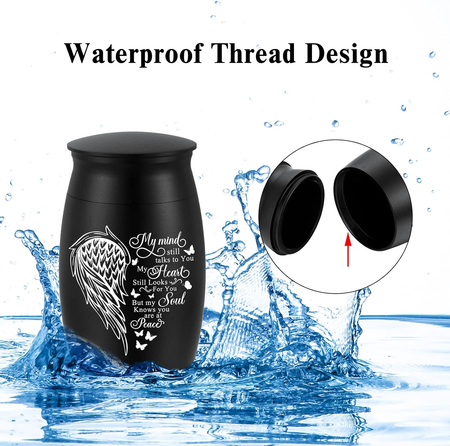 Small Urns for Human Ashes Aluminum Mini Urn for Ashes Wing Small Cremation Urn Memorial Keepsake Ash Holder-My Mind image number 4