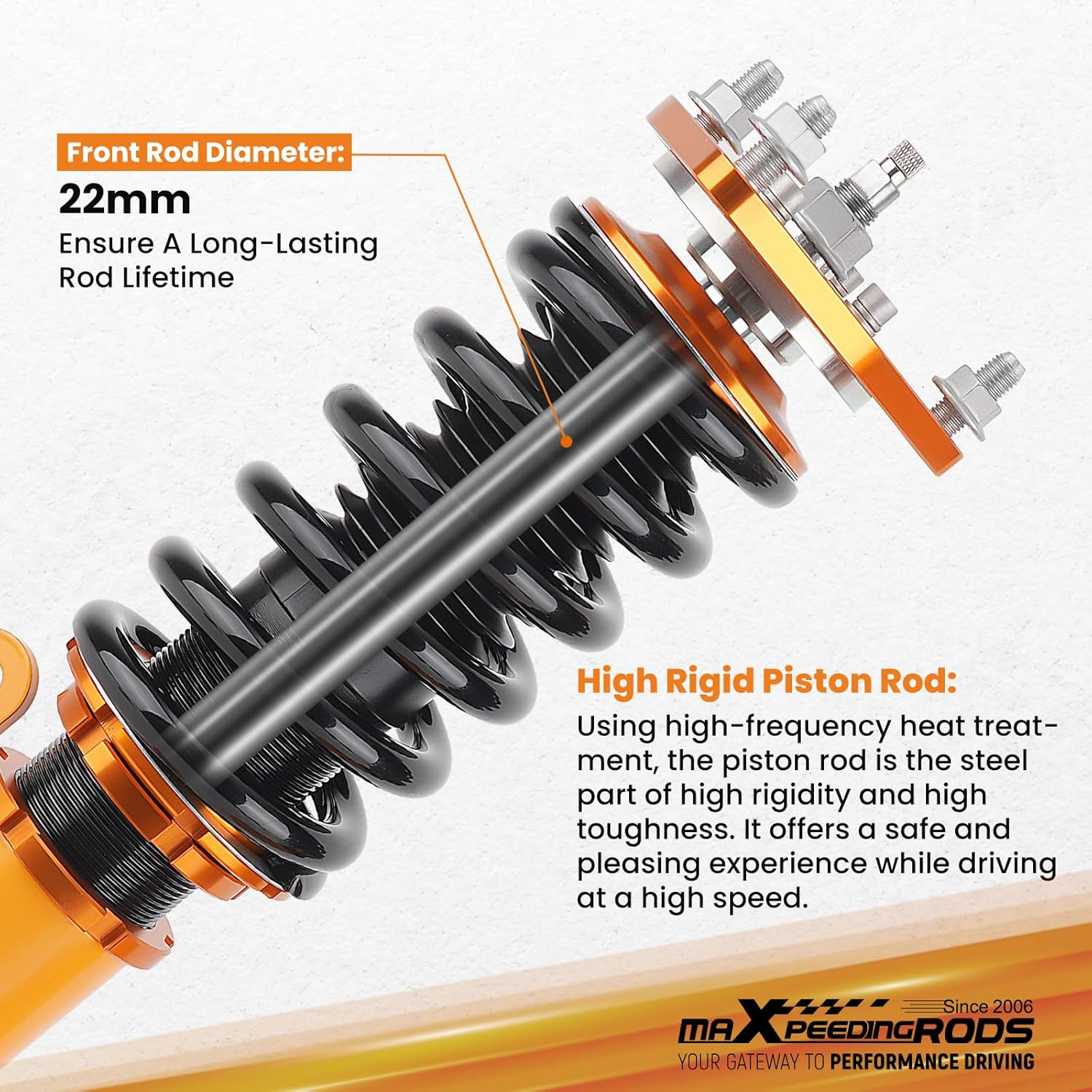 Maxpeedingrods Coilovers for Mitsubishi Outlander Sport 2011-2020, for Mitsubishi Lancer 2008-2016, 24 Levels Damper Adjustable Coilovers Suspension Kit, Height Adjustable Shock Lowering Kit Gold image number 3