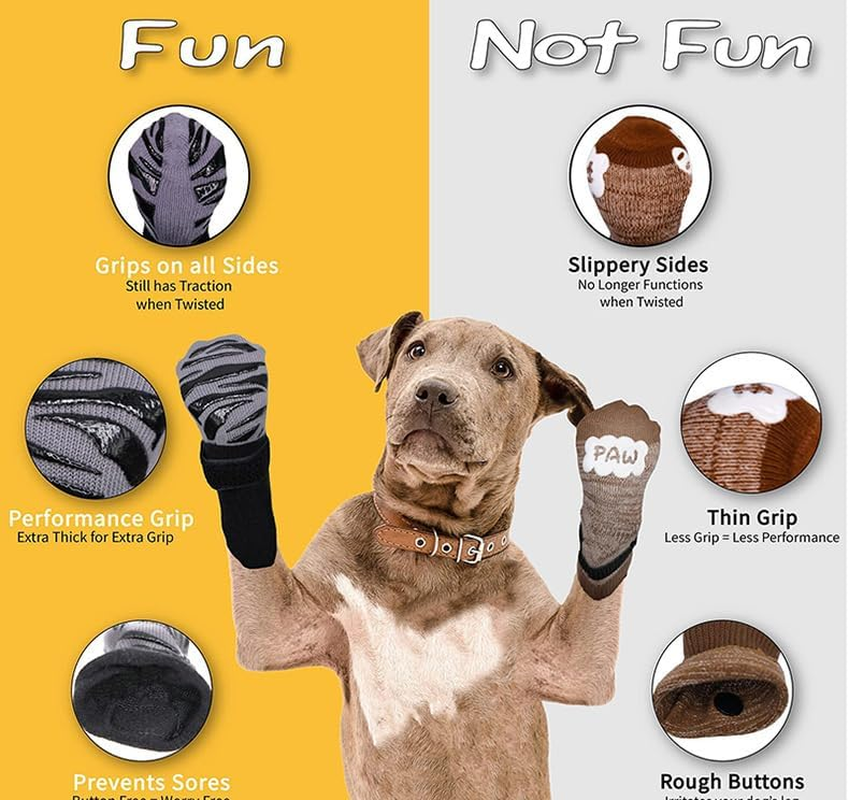 Premium Non-Slip Dog Socks for Hardwood Floors - Extra-Thick Grip That Works Even When Twisted - Prevents Licking, Slipping, and Great for Dog Paw Protection (Black, L) - Black Leopard Print image number 5