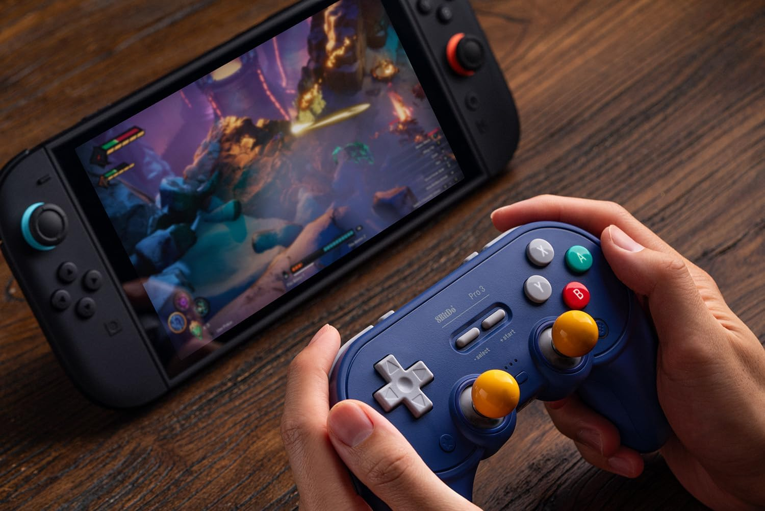 8Bitdo Pro 3 Bluetooth Controller for Switch/Switch 2 &ndash; TMR Joysticks, Swappable ABXY Buttons, Pro Back Buttons, Charging Dock, Hall Effect Triggers, for Windows, Apple, Steamos, Android (Purple) - Purple image number 5