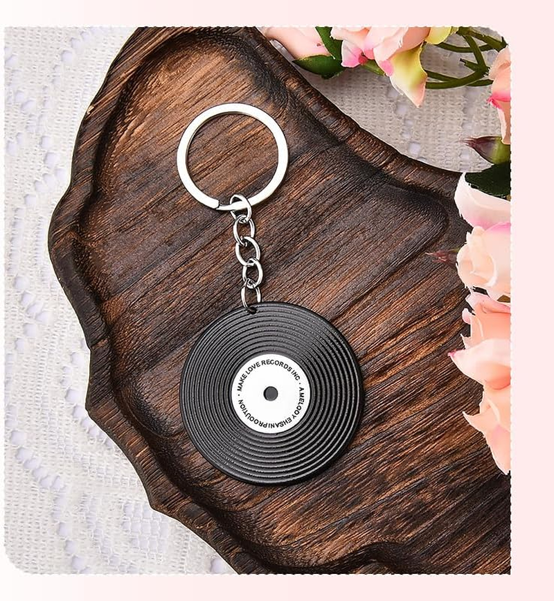 Vinyl Record Player Music Keychain Gifts for Music Lover Christmas Birthday Gifts Black Phonograph Disk Key Ring for Musicians DJ Musical Gift Keepsake Party Favors image number 3