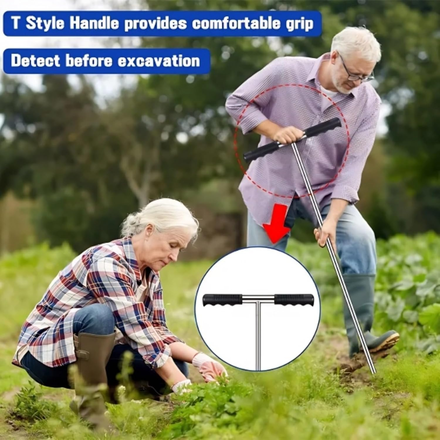 Soil Sample Probe,Soil Probe Rod Soil Sampler Probe Soil Sampler Soil Probes for Soil Samples,Smooth and Easy to T Handle Soil Test Kit,For Plant Care Farm image number 3