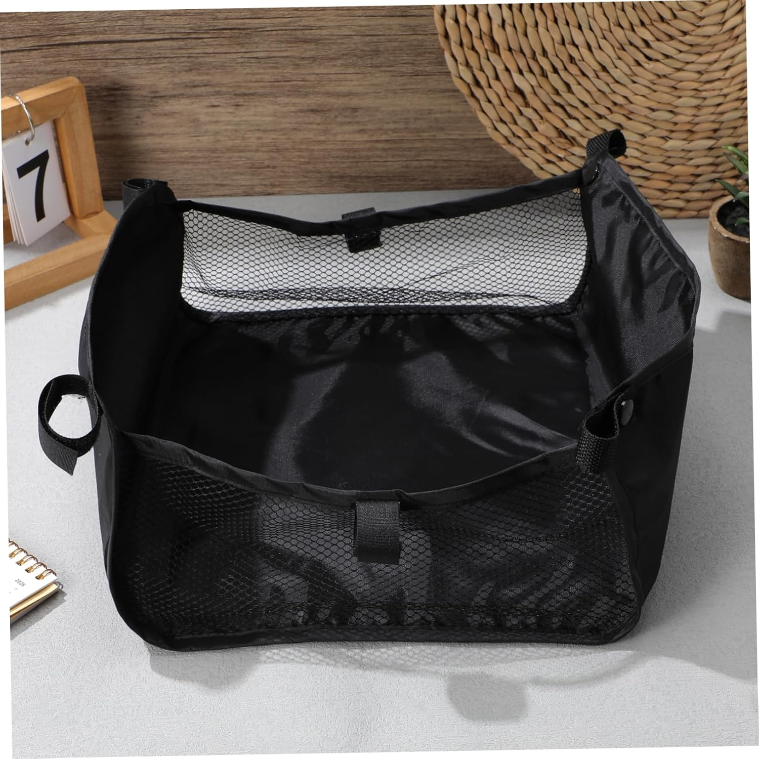 DOITOOL Baby Stroller Storage Basket, Black Oxford Cloth Pram Organiser Net Bag, Under-Basket for Travel and Shopping