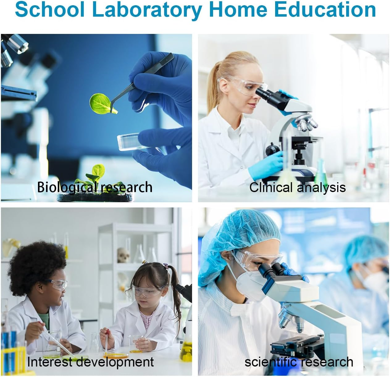 Microscope for Adults Kids Students, 40X-2000X Microscope with Electronic Eyepieces，Metal-Body Dual LED Illumination, Biological Microscope Kit for Kids Students Home School Lab