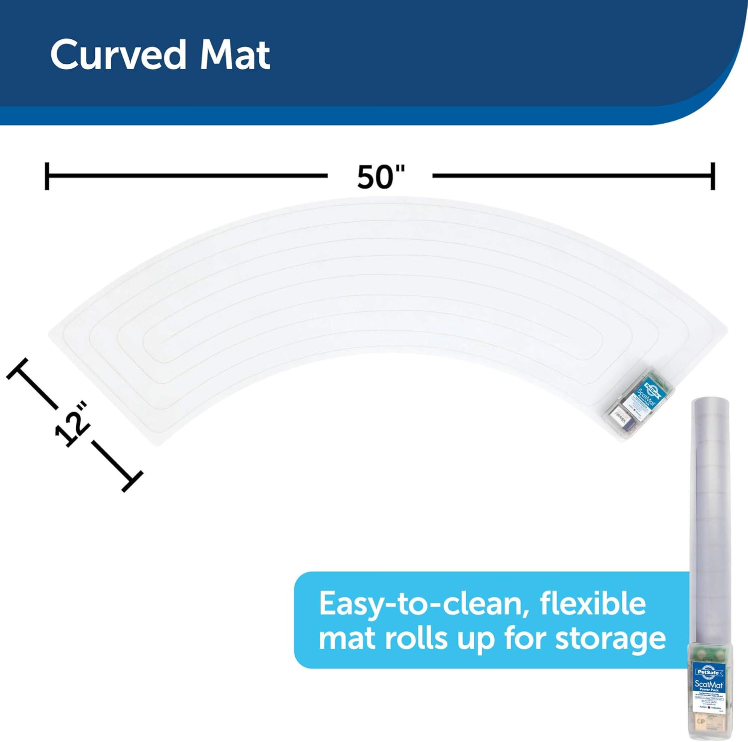 Petsafe Scatmat Indoor Pet Training Mat for Dogs and Cats, Curved Size 50 X 12 Inch - Pet Proof Your Home with This Battery-Operated Electronic Repellent Mat, Includes Adjustable Correction Settings image number 4