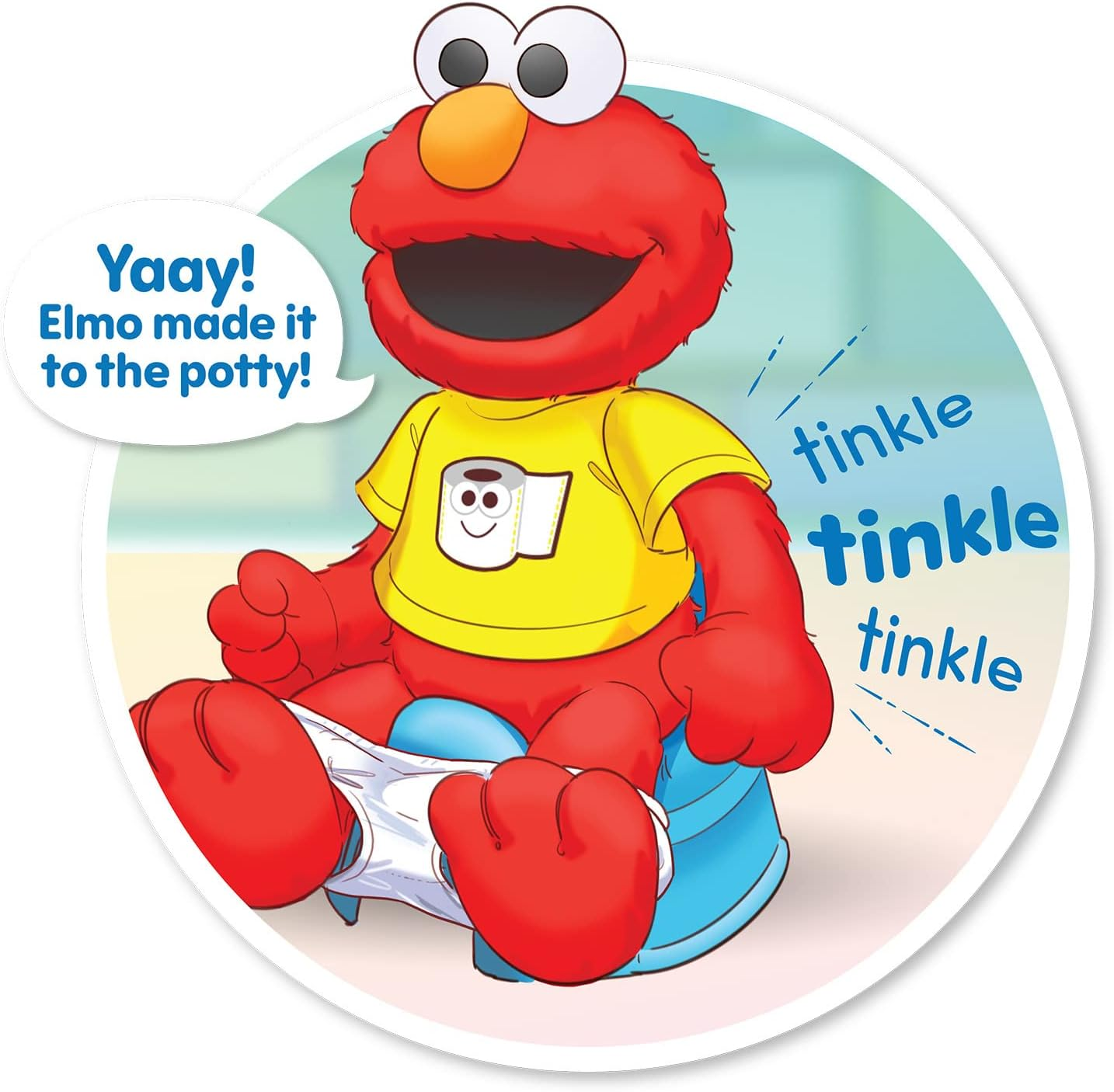 SESAME STREET Potty Time Elmo 12-Inch Sustainable Plush Stuffed Animal, Sounds and Phrases, Potty Training Tool, Officially Licensed Kids Toys for Ages 18 Month by Just Play, Medium