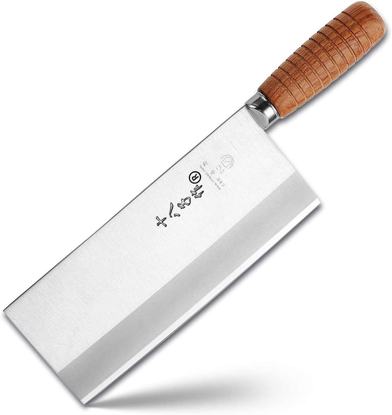 SHI BA ZI ZUO 8-Inch Kitchen Knife Professional Chef Knife Stainless Steel Vegetable Knife Safe Non-Stick Coating Blade with Anti-Slip Wooden Handle image number 6
