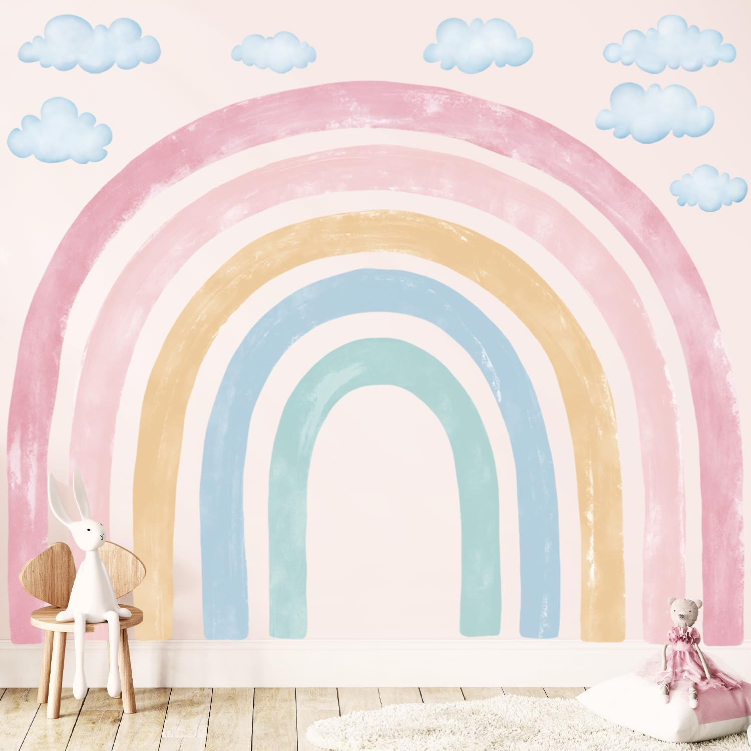 DECOWALL SG4-2429 Watercolor Rainbow Wall Stickers Kids Decals Playroom D&eacute;cor Room Girl Large Nursery Toddler Peel and Stick Baby Art Classroom image number 6