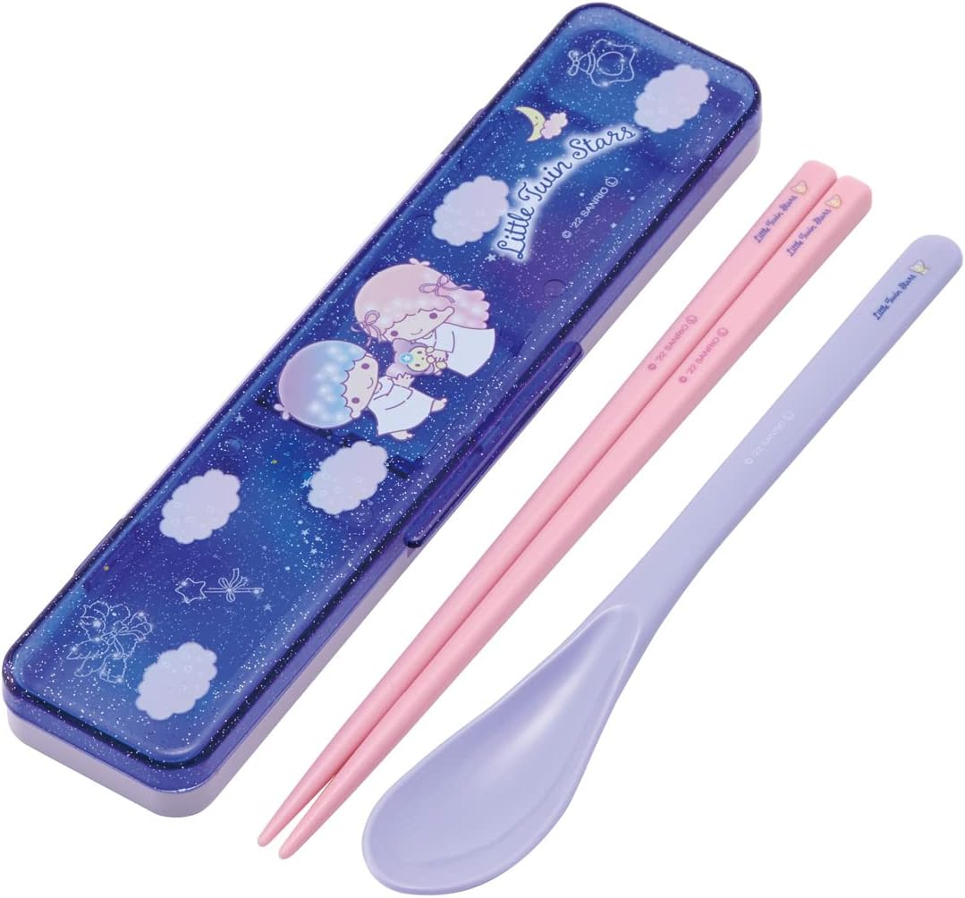 Skater CCS3SAAG-A Little Twin Stars Night Sky and Nemrin Sanrio Antibacterial Chopsticks Set, 7.1 Inches (18 Cm), for Adults, Made in Japan
