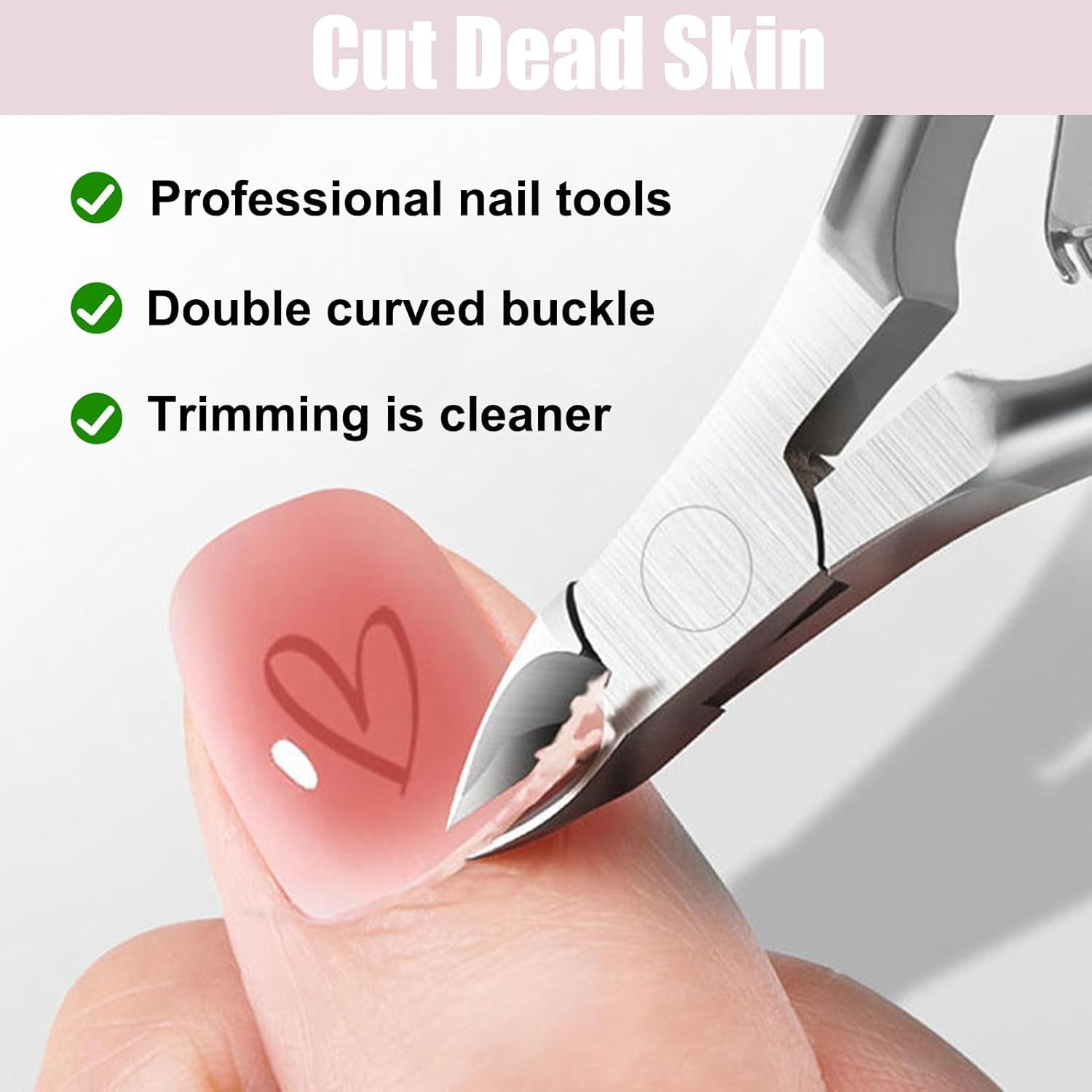 Cuticle Nippers Made of Stainless Steel with Ergonomic Cuticle Scissors for Precise Removal of Excess Cuticles and Hard Dead Skin on Fingers and Toes, Double Spring Supported image number 2