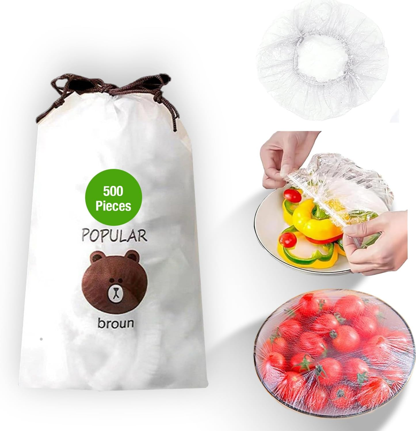 500-Pack Extra Thick Food Covers | Premium Elastic Bowl & Plate Covers for Kitchen, Restaurant, Picnic | Clear Plastic Food Storage Wraps image number 6