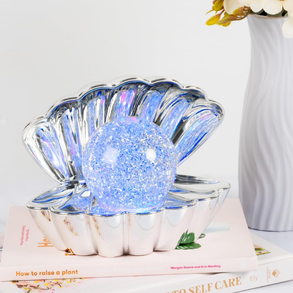 Silver Glitter Pearl Shell Lamp image number 1