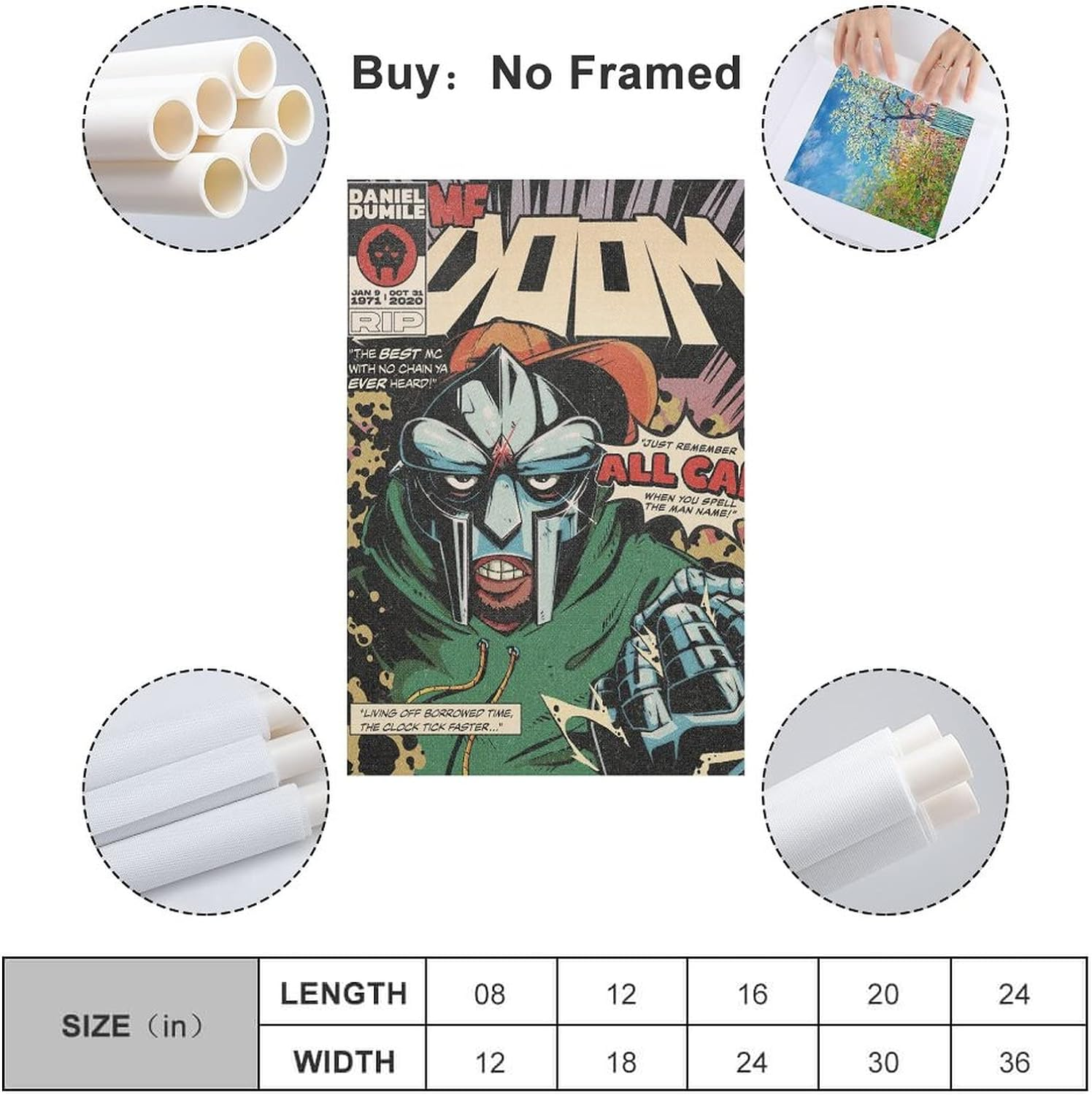 ENYPOLIS MF Doom Retro Posters & Prints on Canvas Wall Art Poster for Room Decor Unframe 12X18Inch(30X45Cm) image number 1