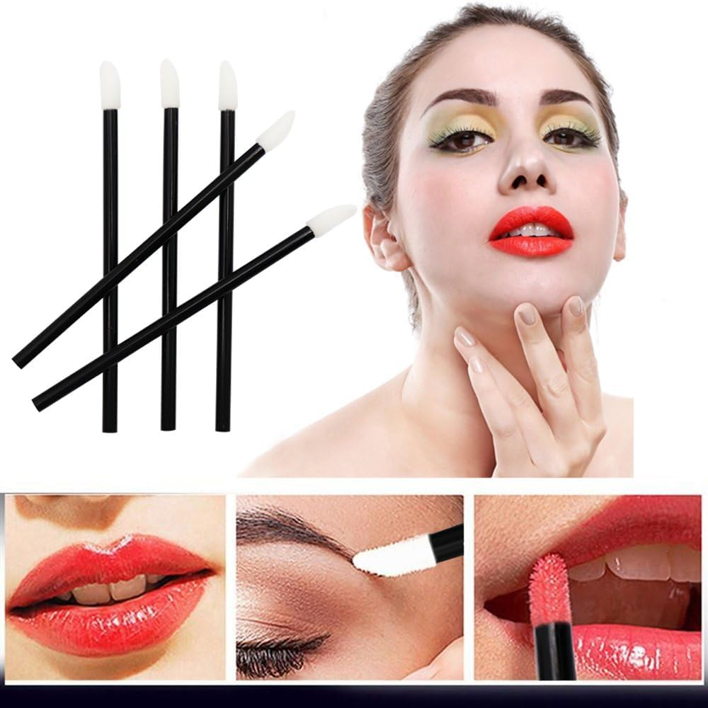 Disposable Makeup Tool Set: 100 Mascara Wands &100 Lip Applicators, Black. Ideal for Mascara, Lipstick Tester Wands,Lip Gloss and Lipstick Testing image number 4