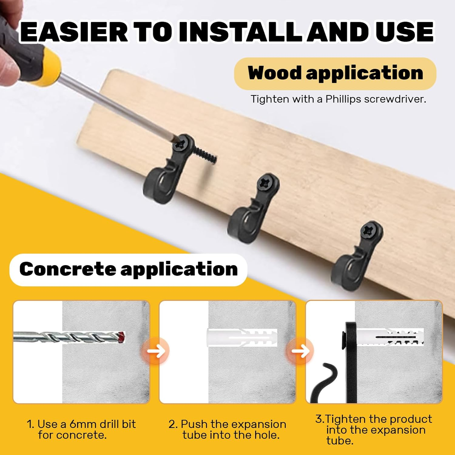 30Pcs String Light Hooks Durable Anti-Rust Waterproof Light Hooks for Hanging Fairy Lights Hanging Plants Wind Chime Basket Securely Buckle Design Indoor Outdoor Use (30, Black) image number 1