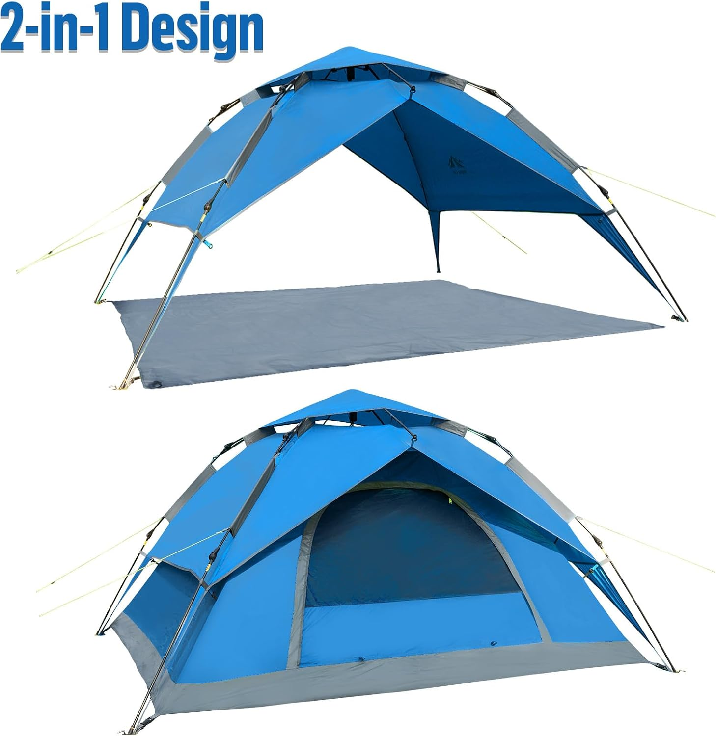 Night Cat Waterproof Camping Tent for 1 2 3 4 Person with Footprint Tarp Easy Instant Pop up Tent Automatic Hydraulic Rainproof Tent with Rain Fly image number 2