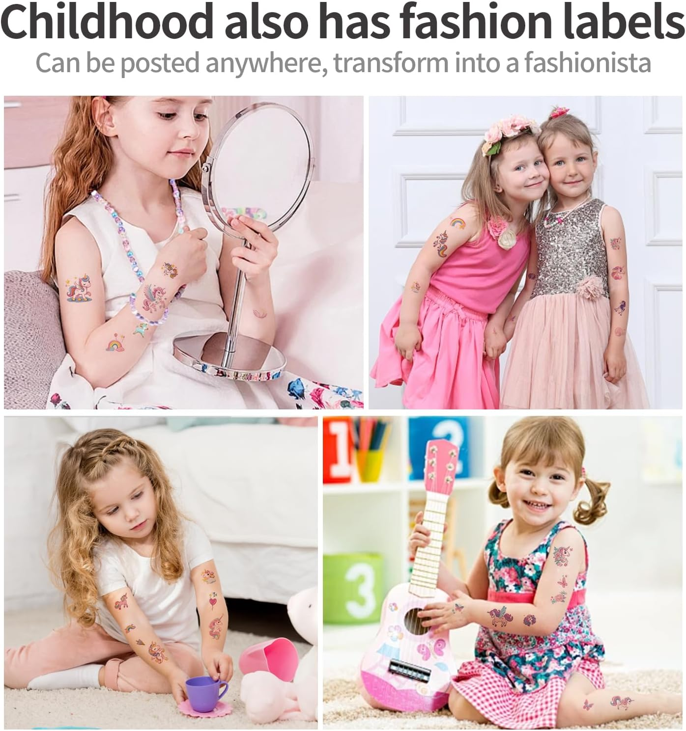 Shalve Unicorn Glitter Tattoo 12 Sheets Unicorn Temporary Tattoos Kit Party Favours Waterproof Fake Tattoos Birthday Party Favors Goodie Bags Stuffers image number 6