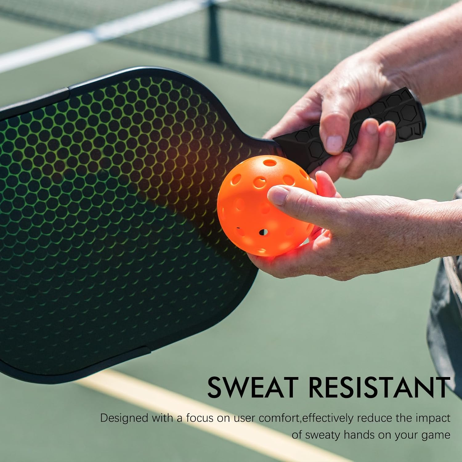 AGLOO Pickleball Paddle Grip Comfortable Hand Grip, 2 Pack - Silicone Overgrip Tape for Increased Grip Strength and Elbow Relief,Sweaty Hands - Black image number 4