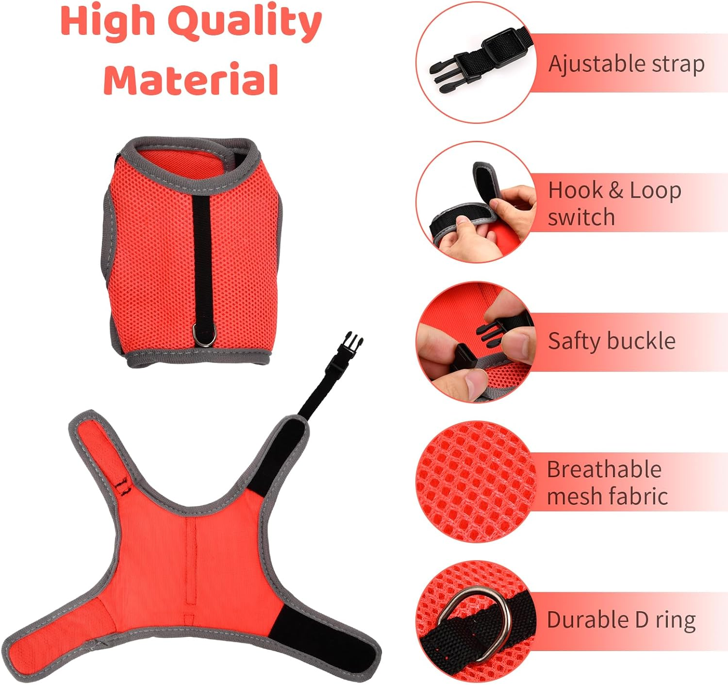 Dokeno Cat Harness, Cat Vest with Lead, Escape Proof Dog Harness, Pet Chest Strap, Universal Soft Harness, Rabbit Lead, Safety Harness for Kittens, Rabbits, Small Pets, Blue