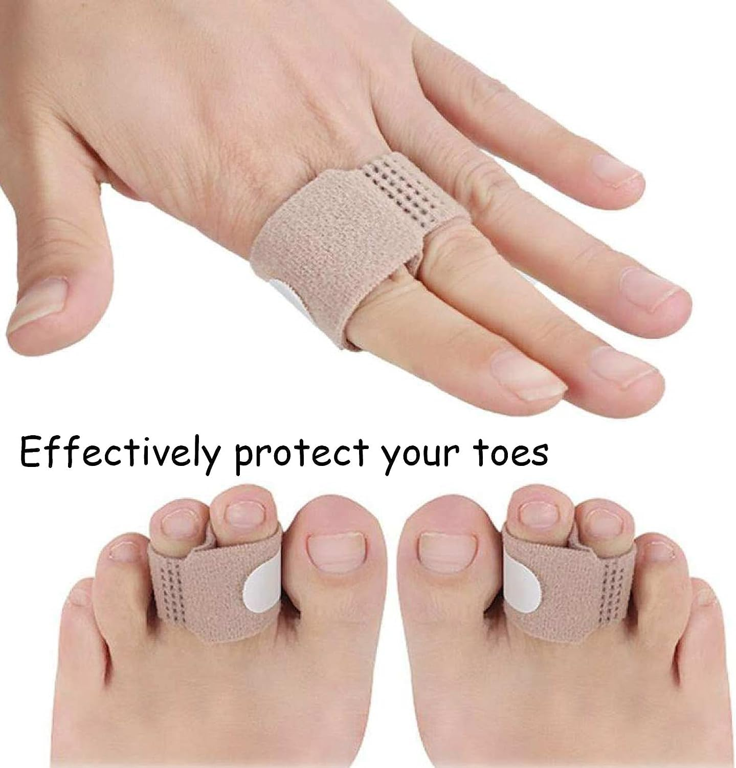 Hammer Toe Straightener, 10Pcs Toe Cushioned Bandages, Toe Finger Buddy Bands,Toe Straightener Toe Protector Wraps Toe Splints Bent Toes Corrector Toe Separators,Broken Toe Splint Wraps Finger Loops image number 1