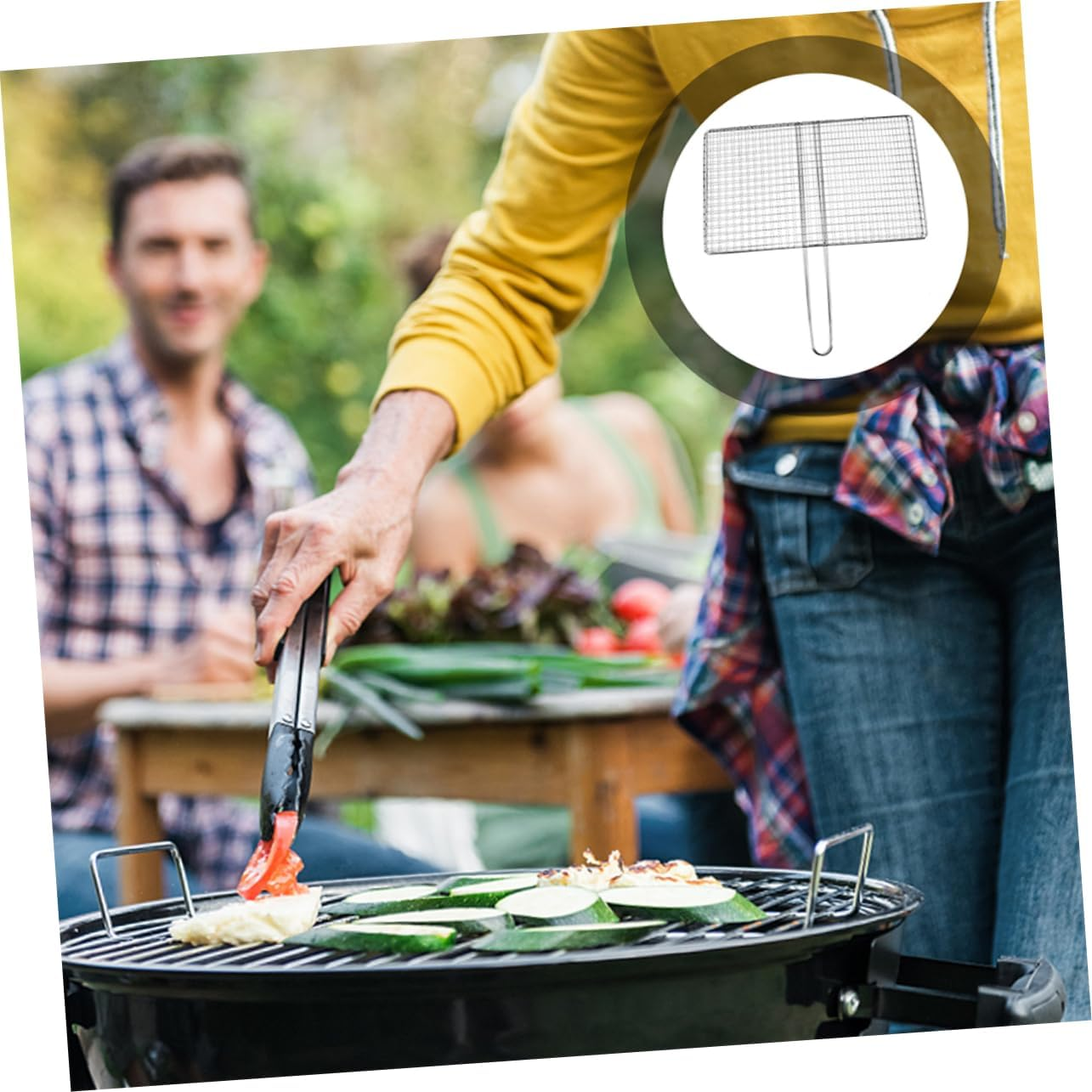 JOINPAYA Stainless Steel Grilled Fish Clip - Heavy Duty Bbq Grill Basket for Meat Vegetables & Shrimp Ideal for Outdoor Grilling & Camping for Outdoor Grilling and Camping (Mesh Grids Style) image number 5