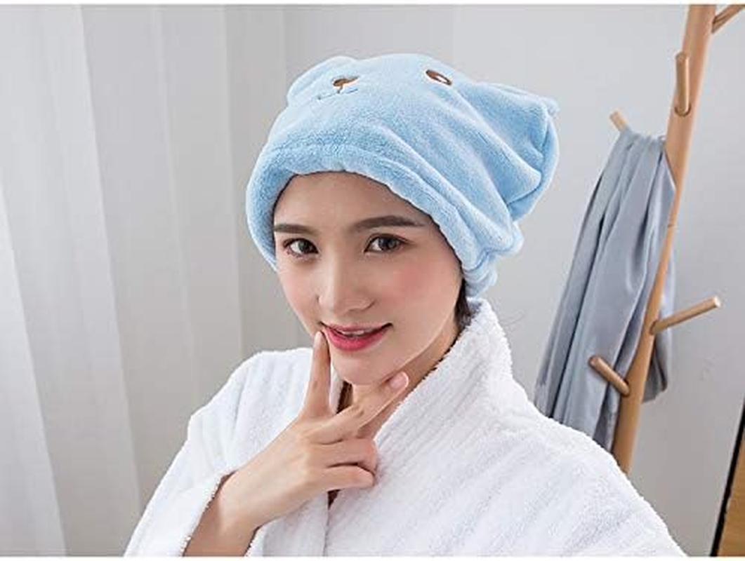 Microfiber Hair Drying Towels Cartoon Bear Dry Hair Hat Thicker Soft Absorbent Cartoon Bear Hair Towel Cute Bear Ears Dry Hair Hat (Style1, One Size) image number 1
