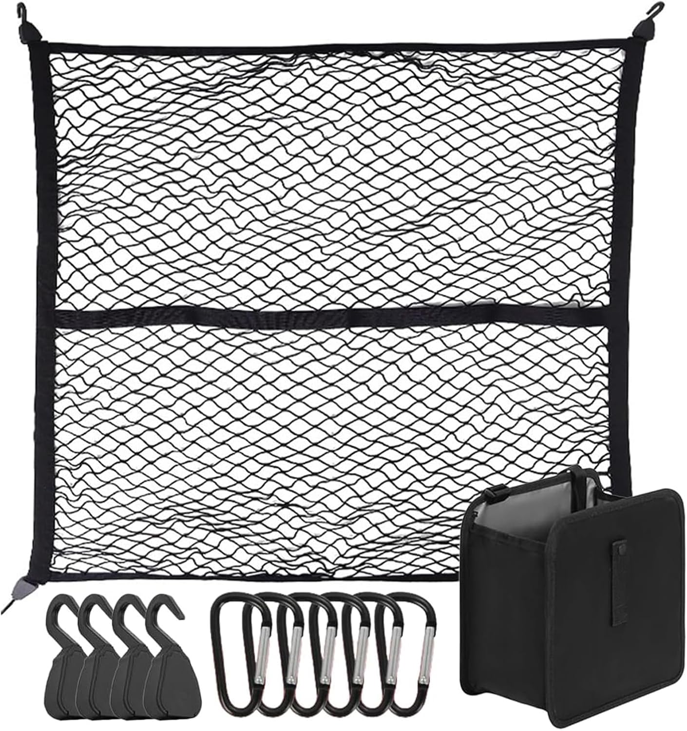 Heavy Duty Truck Bed Cargo Net 4'X4' Expandable to 8'X8', Elastic Bungee Net for Ute, Pickup & SUV, Durable Storage Net for Trailer & Car Boot, Easy Fit for Work, Travel & Outdoor Use image number 5
