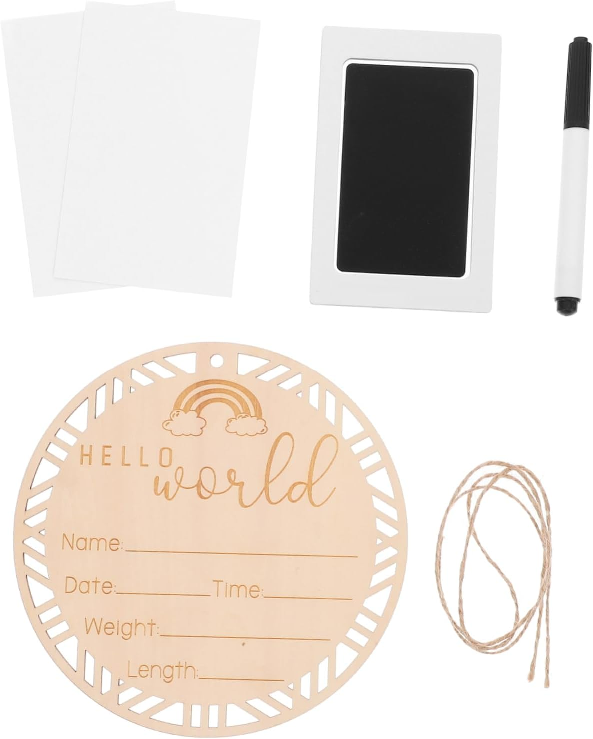 GALPADA Wooden round Birth Announcement Sign Natural Newborn Name Plaque Photo Decorative Milestone Board for Nursery and Party Use image number 1