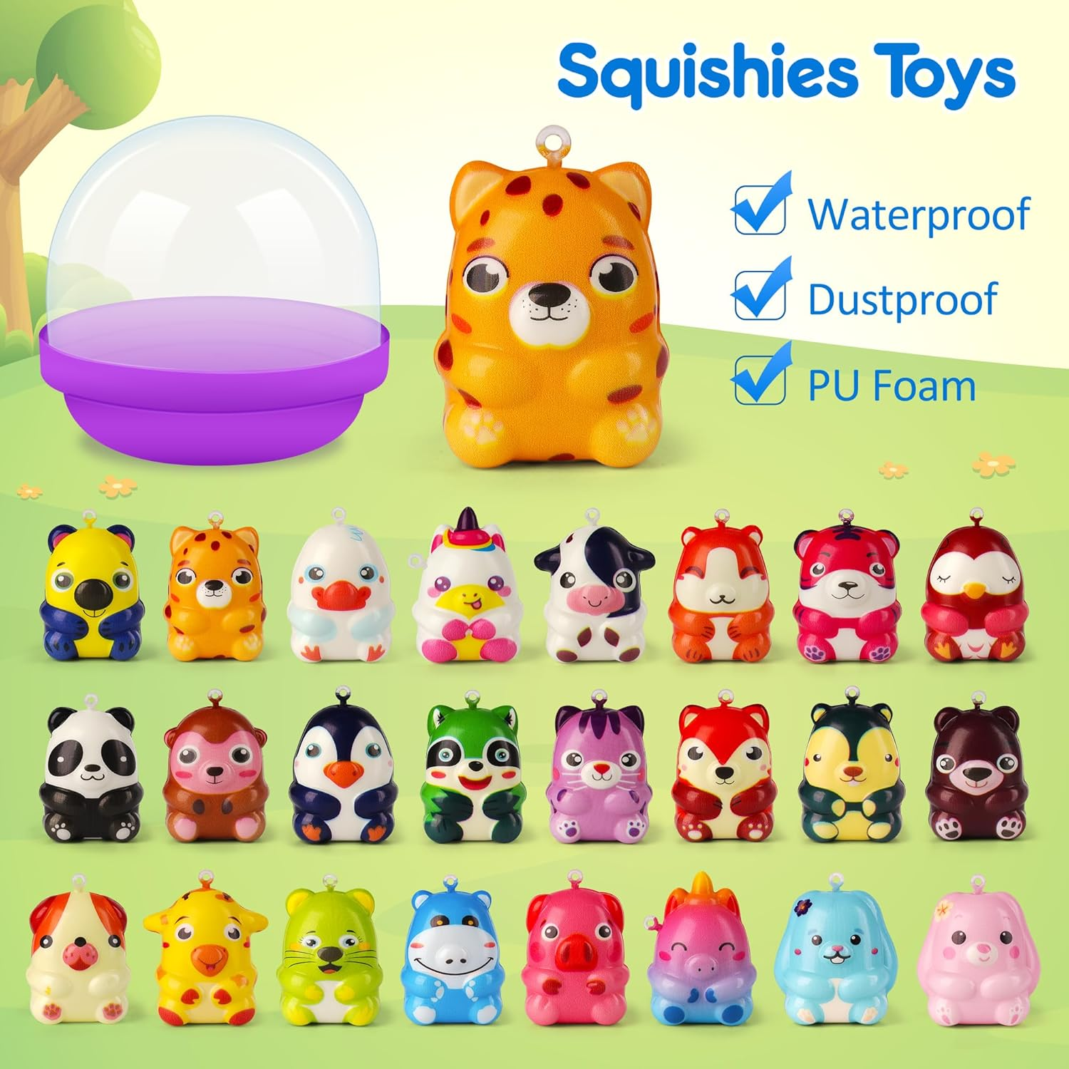 Mocoosy 24 Pack Animal Squishy Toys for Kids Party Favors, Slow Rising Squeeze Toys for Birthday Goodie Bag Stuffers, Pinata Stuffers, Carnival Prizes, Stocking Fillers, Classroom Treasure Box Toys