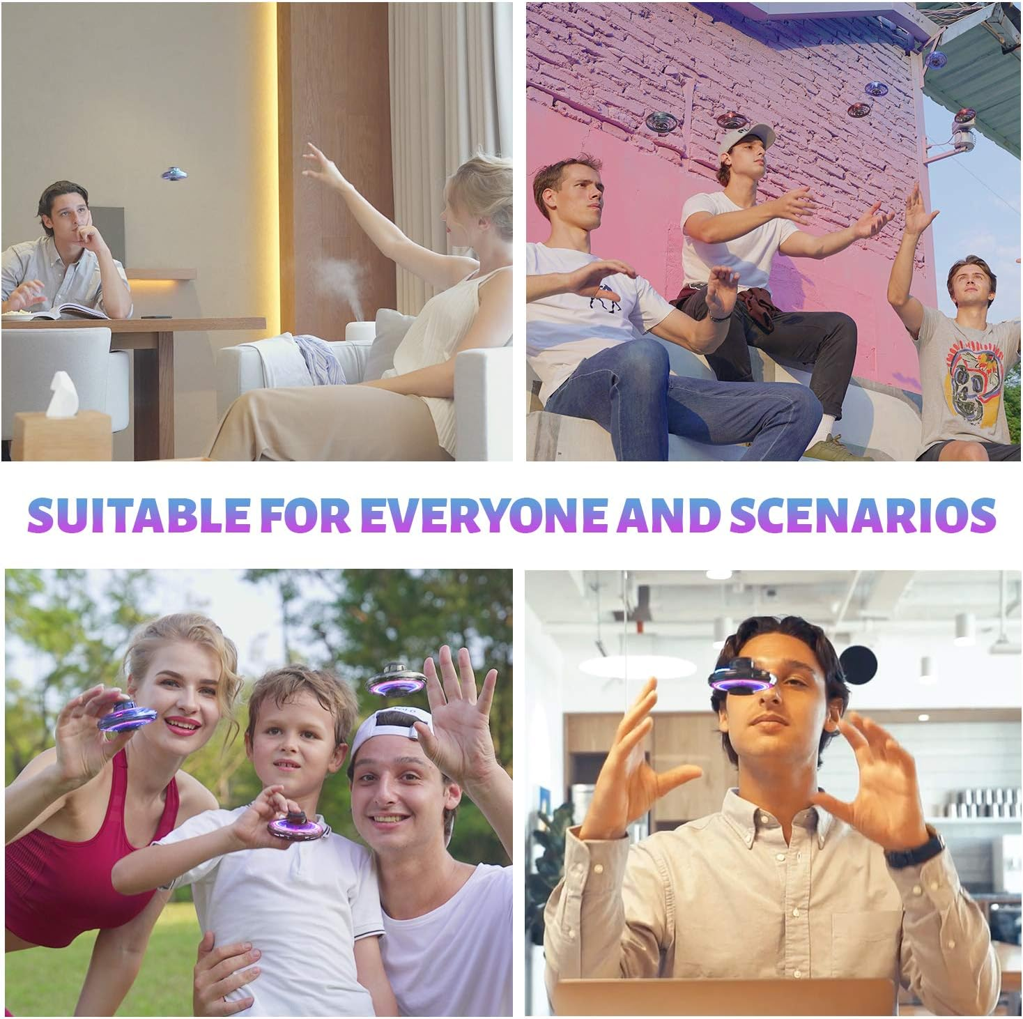 GESUNDHOME Hand Operated Drone for Kids Toddlers Adults - Interactive Infrared Hand Control Induction Indoor Helicopter Ball with 360&deg; Rotating and 5 Shinning LED Lights(Blue)