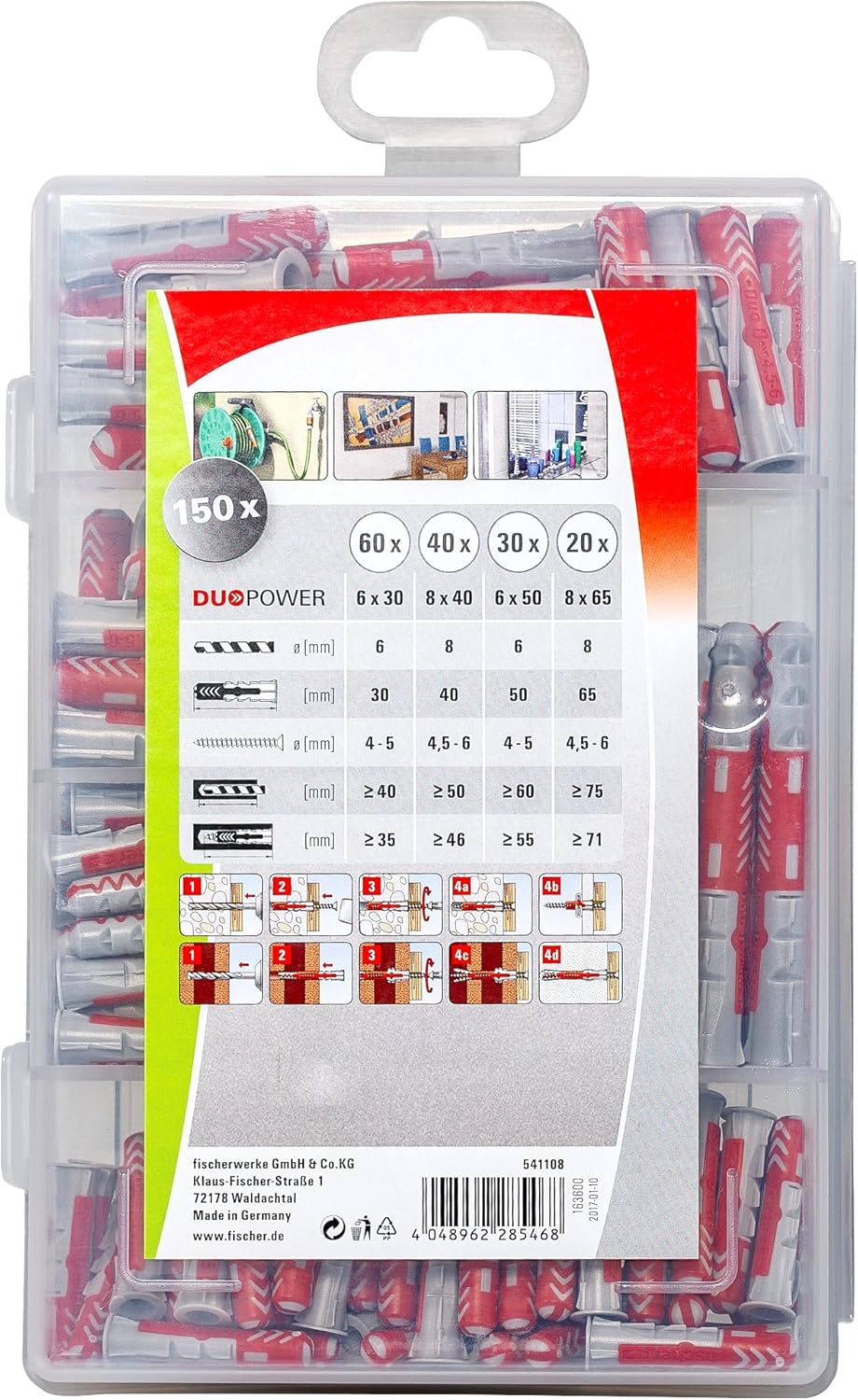 Fischer 541108 Profibox DUOPOWER Assortment Box of Cleats, Red and Grey, Sin Tornillo image number 3