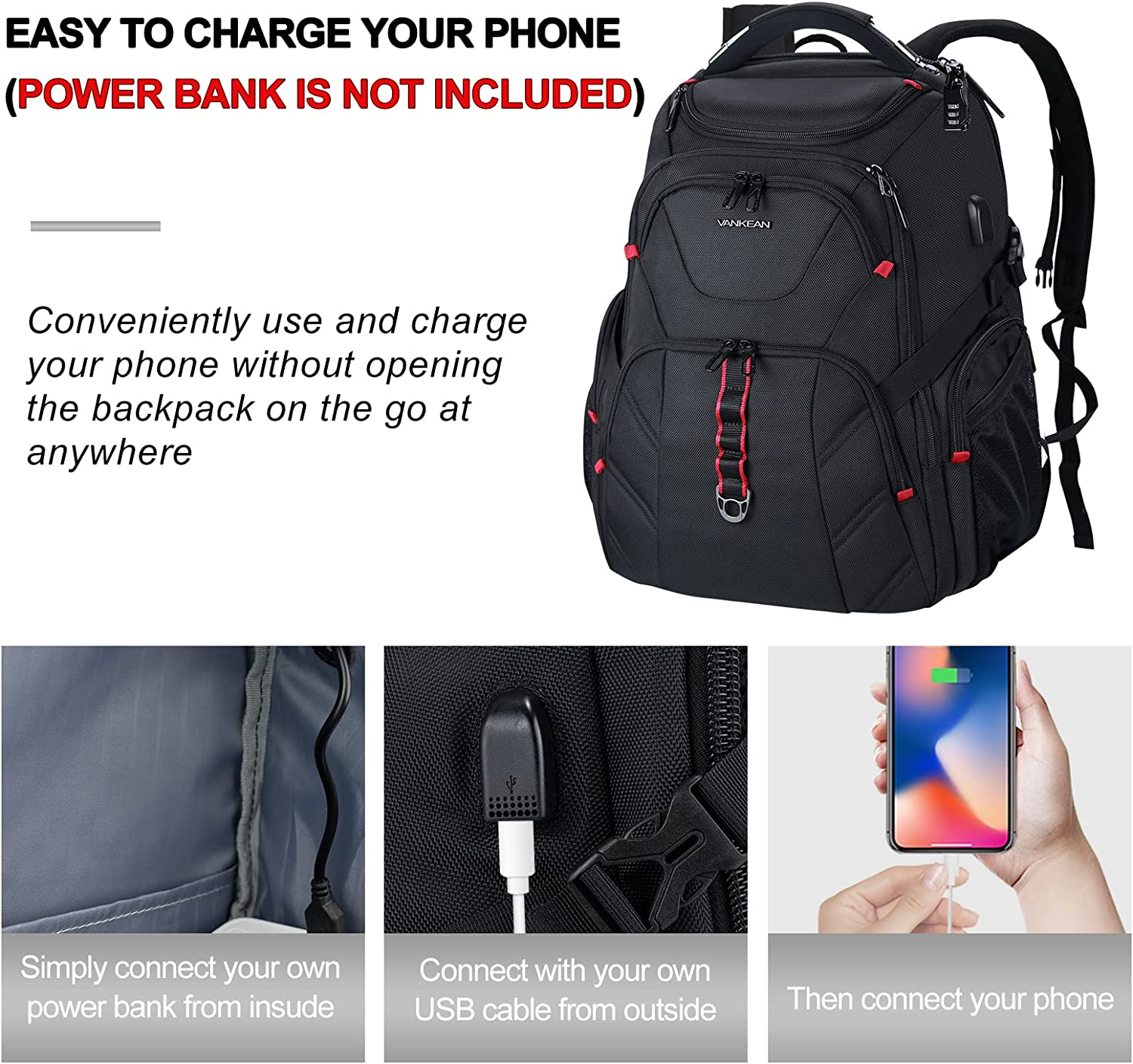 VANKEAN 17.3'' Travel Laptop Backpack image number 3