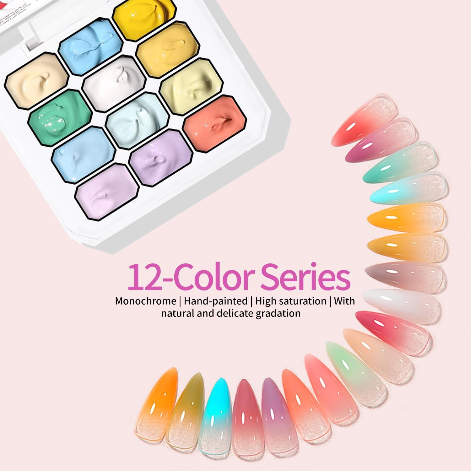 AIJIMEI Ombre Gel Nail Polish, 12 Colour Ombre Gel, Suitable for Ombre Nail Polish, Easy to Colour, Long-Lasting Effect, Can Achieve DIY Nail Art at Home. (Set1) image number 2