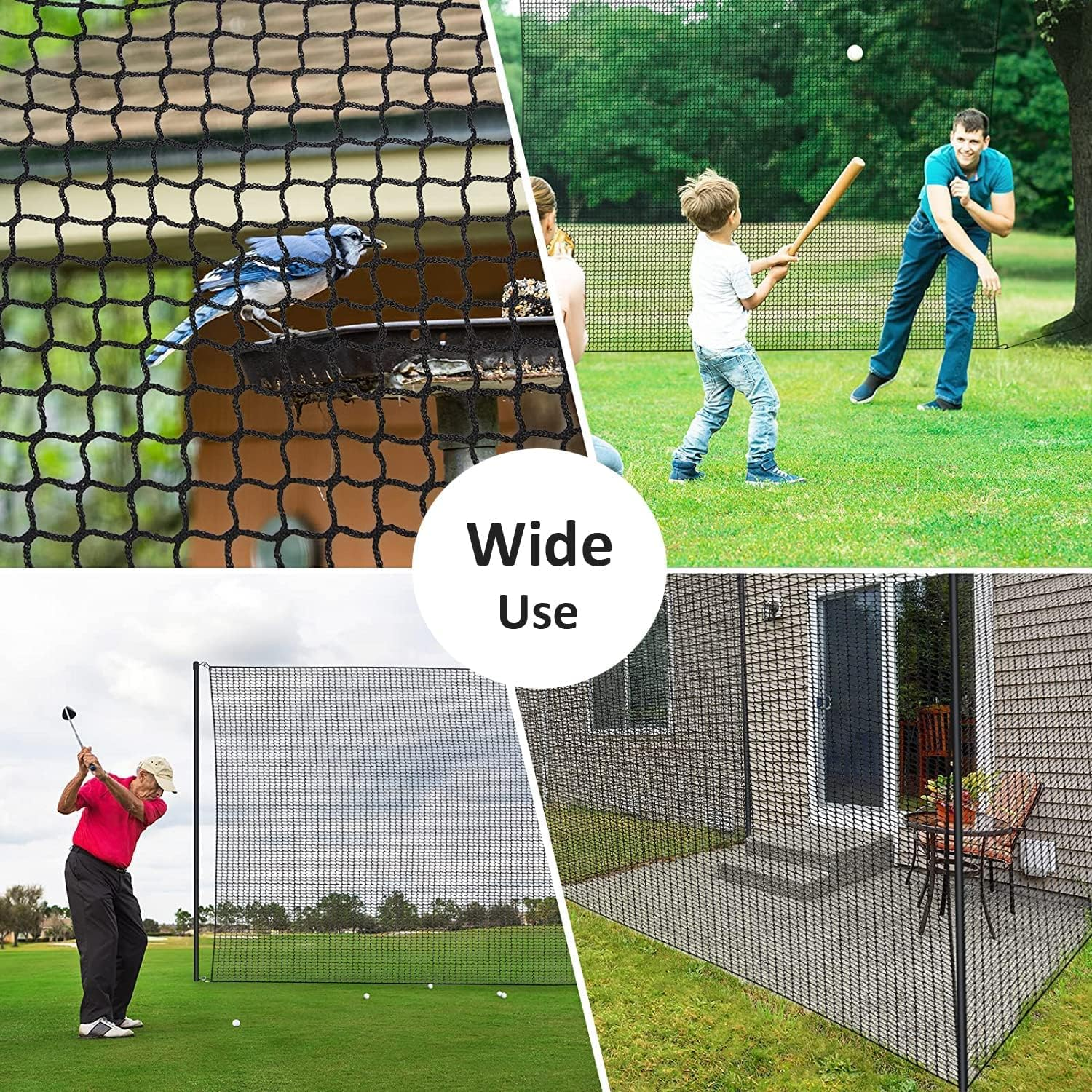 Golf Net - Sports Practice Barrier Net &ndash; Golf Hitting Net - Heavy Duty Nylon Golf Sports Netting Barrier Nets 10X10Ft/10X15Ft/10X20Ft - Golf Accessories image number 3