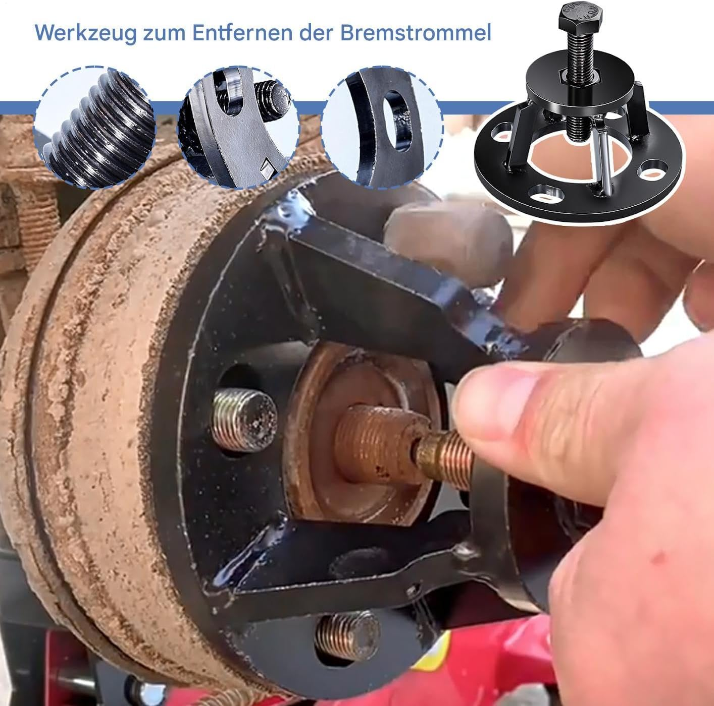 Brake Drum Puller - Professional Brake Drum Puller, Versatile Lifting Removal Tool, Robust Steel Construction, Efficient Brake Meta Repair Device for Automobiles, Repair Three-Tooth Motorcycle Vehicle image number 4