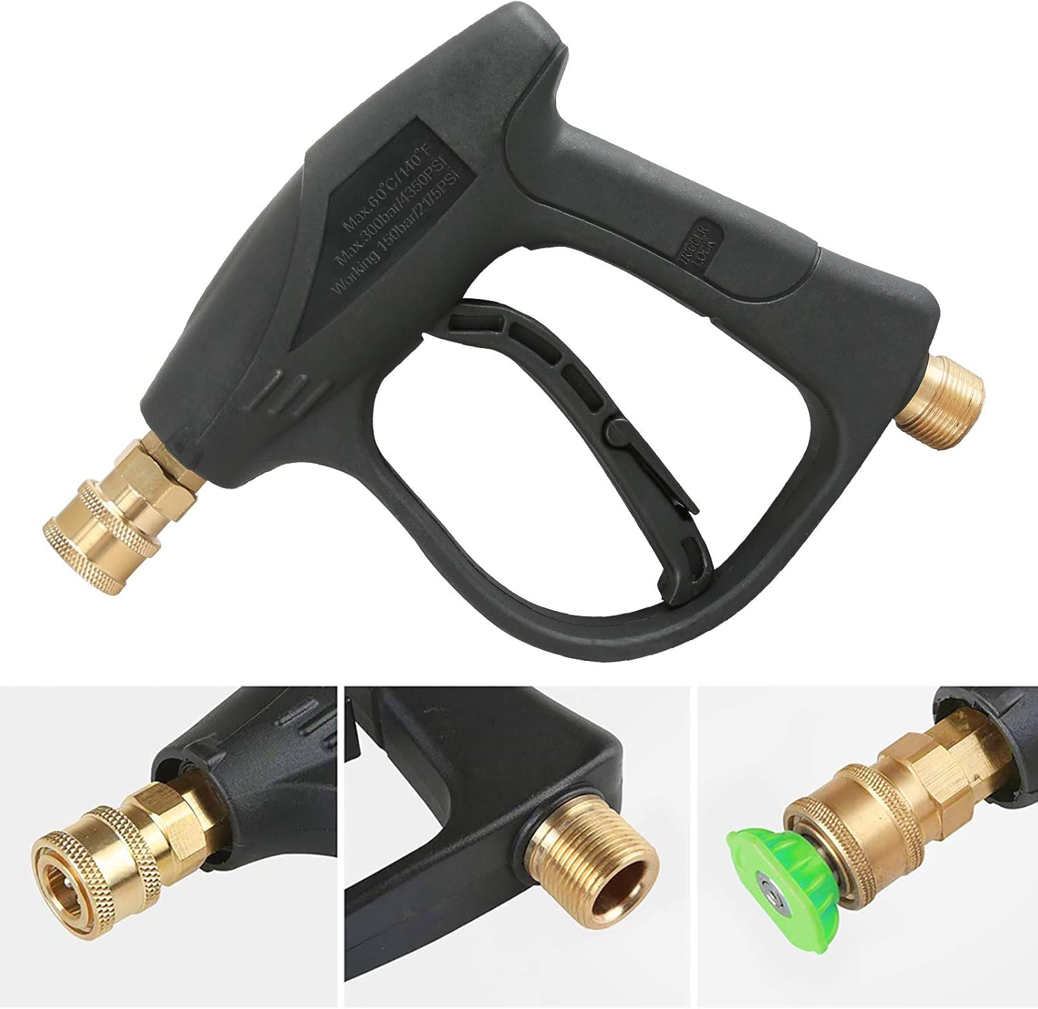 Sooprinse High Pressure Washer Gun,3000 PSI Max with 5 Color Quick Connect Nozzles M22 Hose Connector 3.0 TIP image number 3