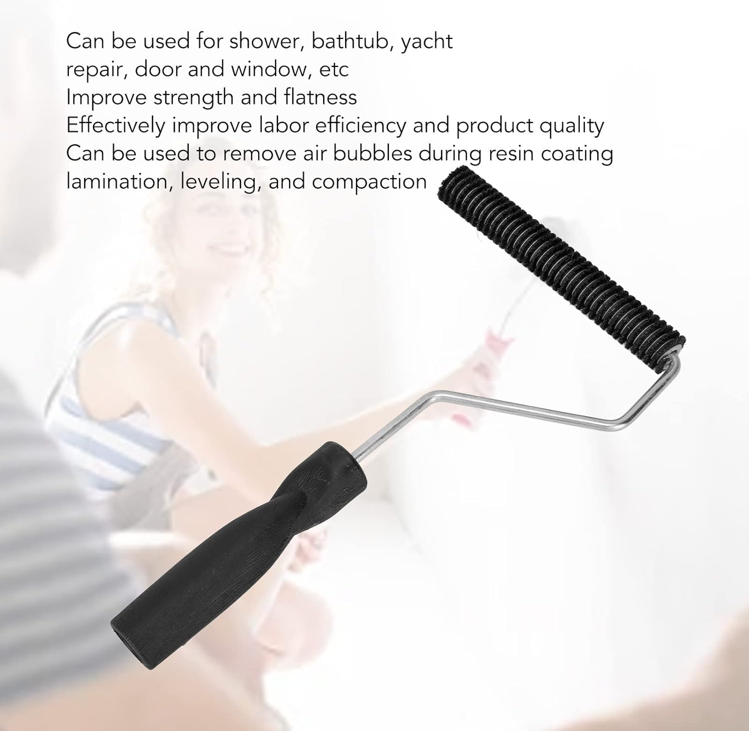 Fiberglass Roller,Portable Tub Fiberglass Roller Tool Kit Resin Laminating Bubble for Window Bathtub Door (Type D) image number 4