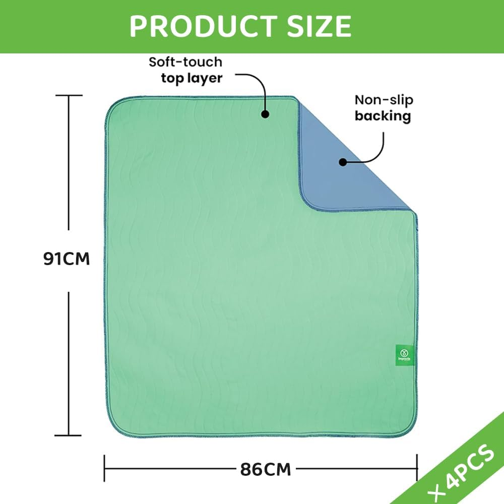 4 Items Washable Waterproof Underpads &ndash; Heavy Absorbency Reusable Bed Pads with Tuck-Ins for Incontinence, Bedwetting & Potty Training, Protector for Adults, Kids, Elderly & Pets image number 5