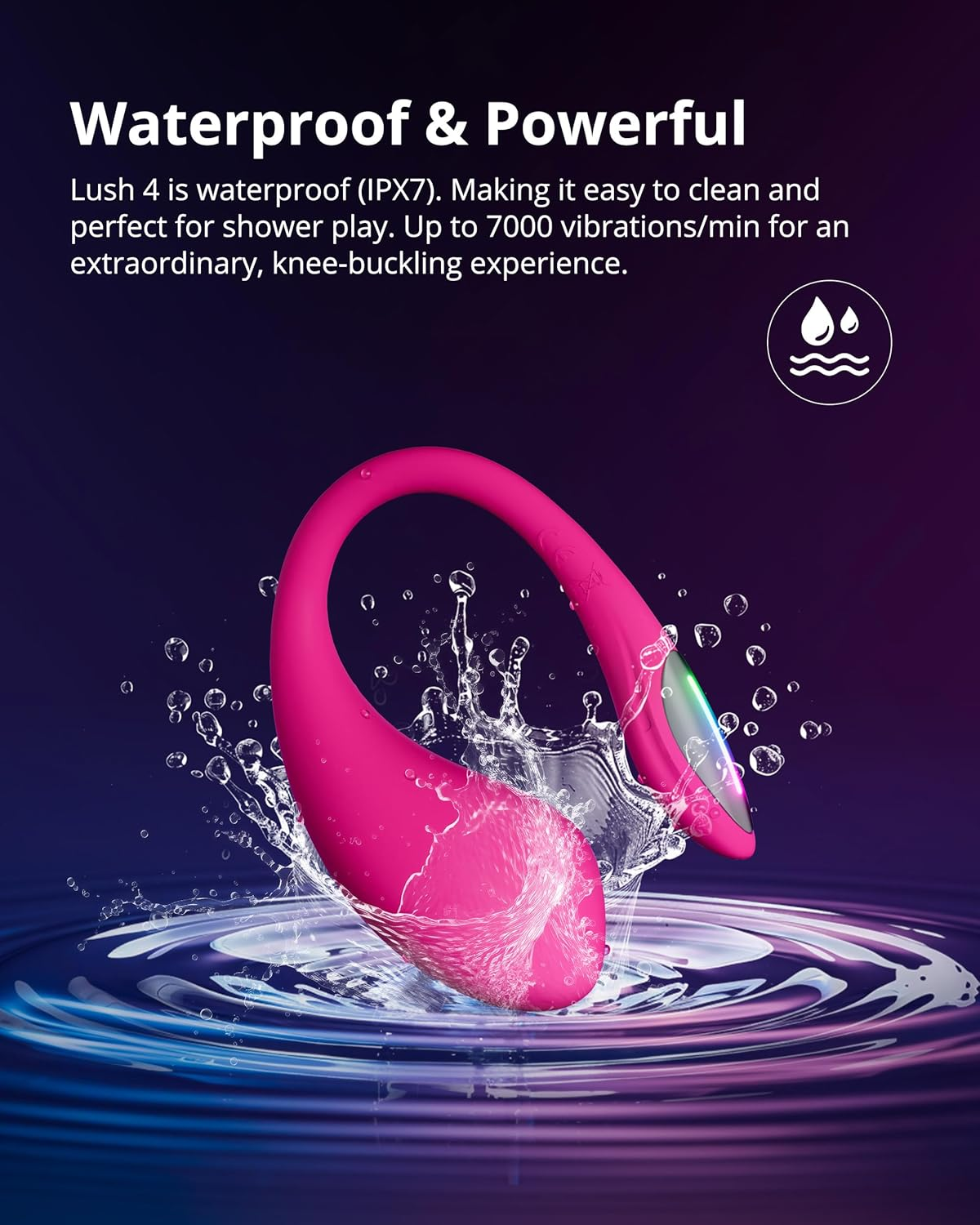 LOVENSE Lush 4 Remote Control Wearable G-Spot Egg Vibrator for Women, Adult Sex Toys & Games with Vibrant LED Light Tail, Long Distance App Controlled Stimulate Vibrator Easy Use & Powerful image number 2