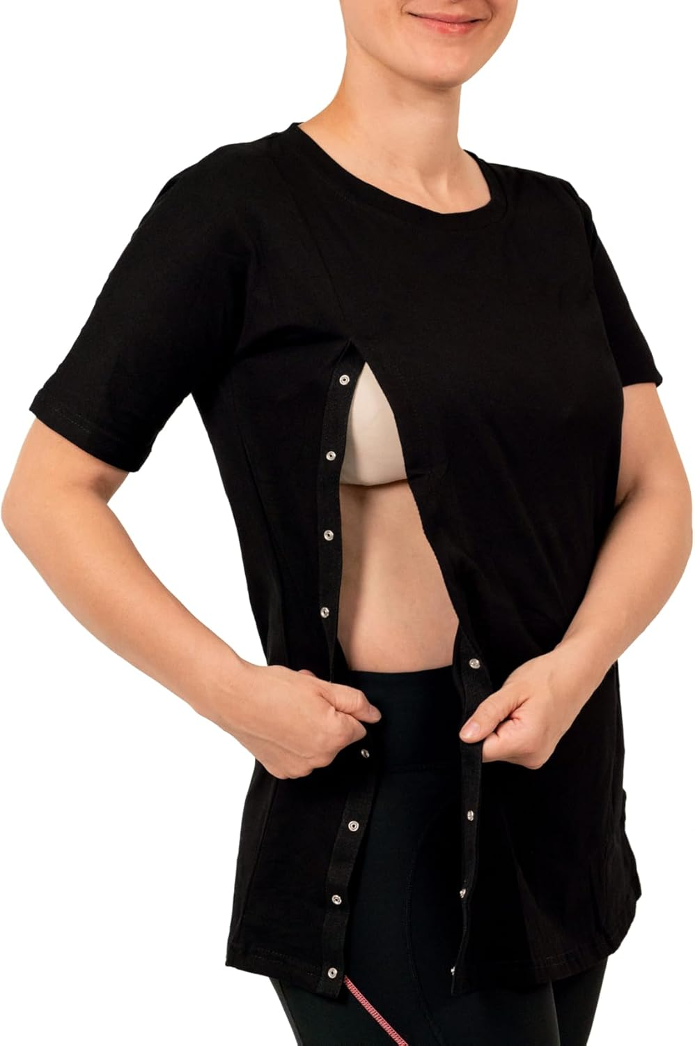 Breastfeeding Cotton T-Shirt &ndash; Easy Access for Nursing Moms, Soft Maternity Tee, Convenient Breastfeeding Top, Discreet & Comfortable Nursing Shirt, New Mom Essentials, Postpartum Clothing for Women image number 2