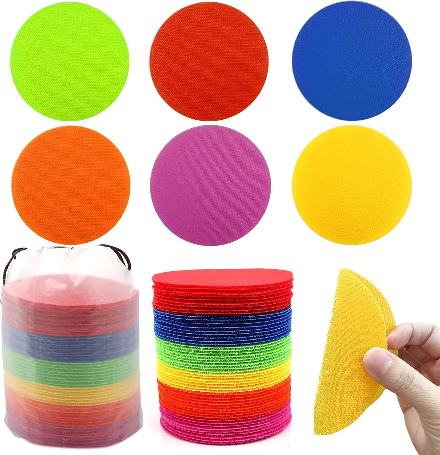 60 Pcs Carpet Sit Spots Dots Markers with Storage Bag for Classroom Circle Sitting, Multicolor Floor Dots Sit Sickers for Teacher Supplies Elementary School Kindergarten Decoration image number 1